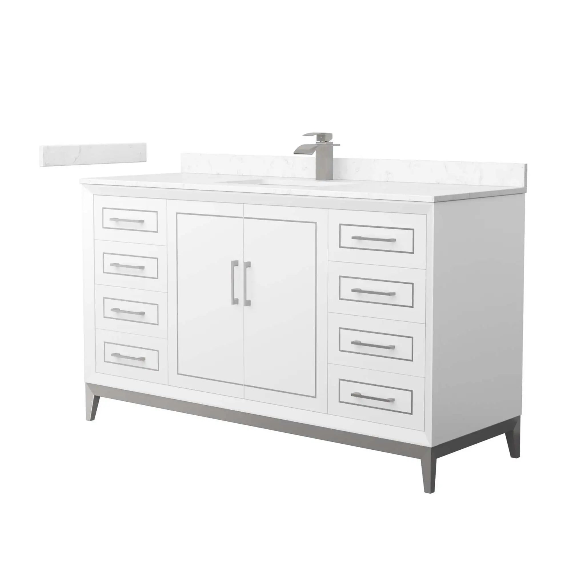 60" Marlena Single Bathroom Vanity in White with Brushed Nickel Trim by Wyndham