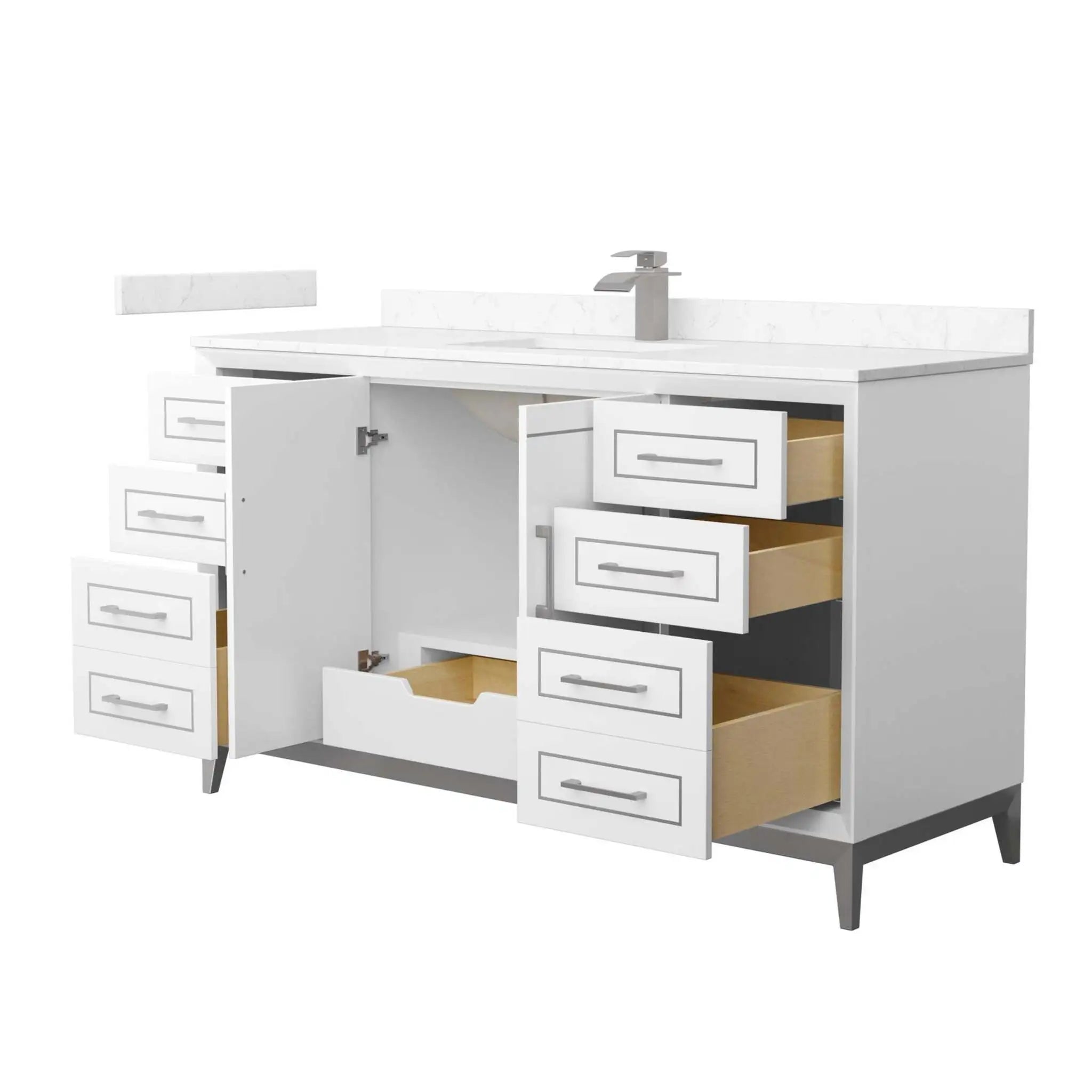 60" Marlena Single Bathroom Vanity in White with Brushed Nickel Trim by Wyndham
