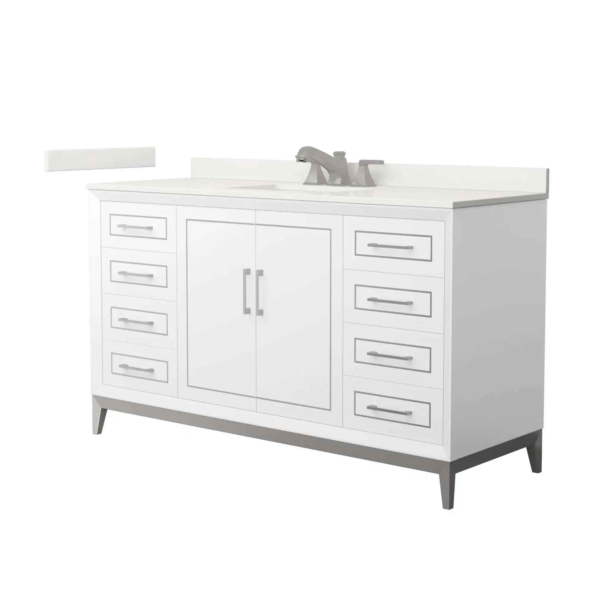 60" Marlena Single Bathroom Vanity in White with Brushed Nickel Trim by Wyndham
