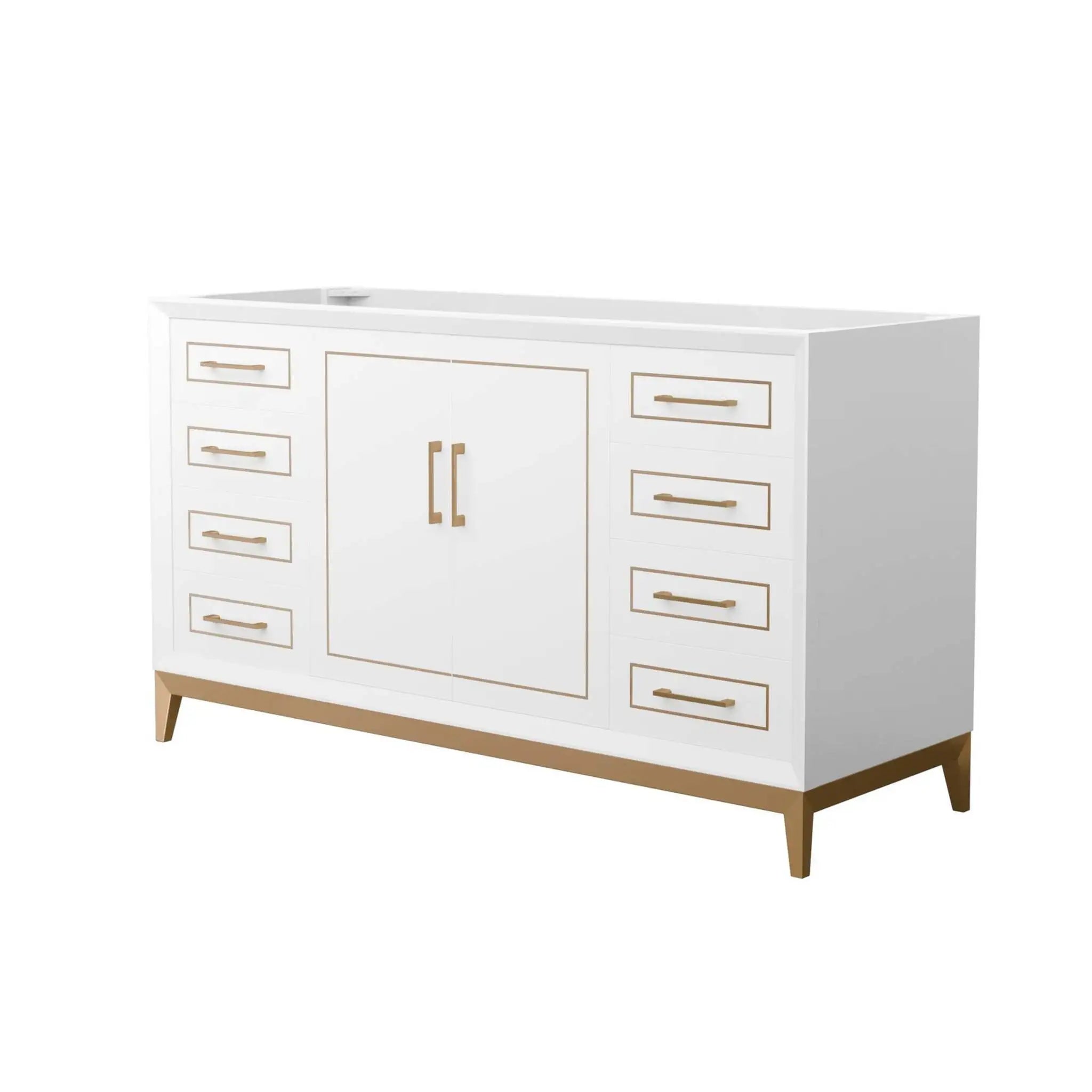 60" Marlena Single Bathroom Vanity in White with Satin Bronze Trim by Wyndham