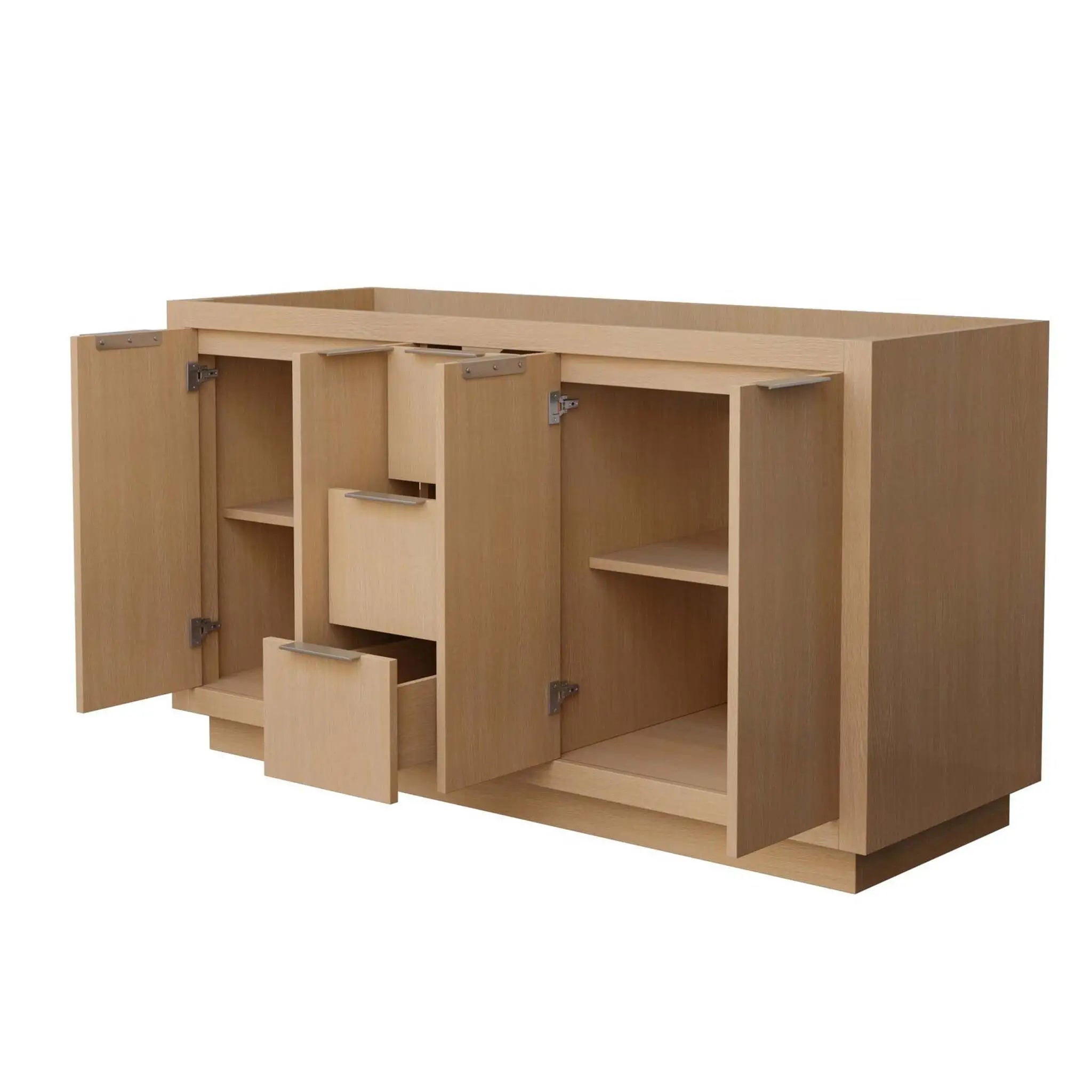 60" Maroni Double Bathroom Vanity in Light Straw with Brushed Nickel Trim by Wyndham