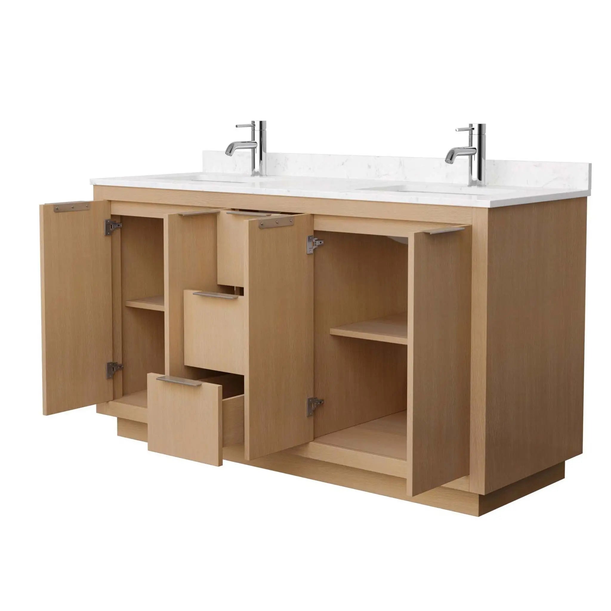 60" Maroni Double Bathroom Vanity in Light Straw with Brushed Nickel Trim by Wyndham