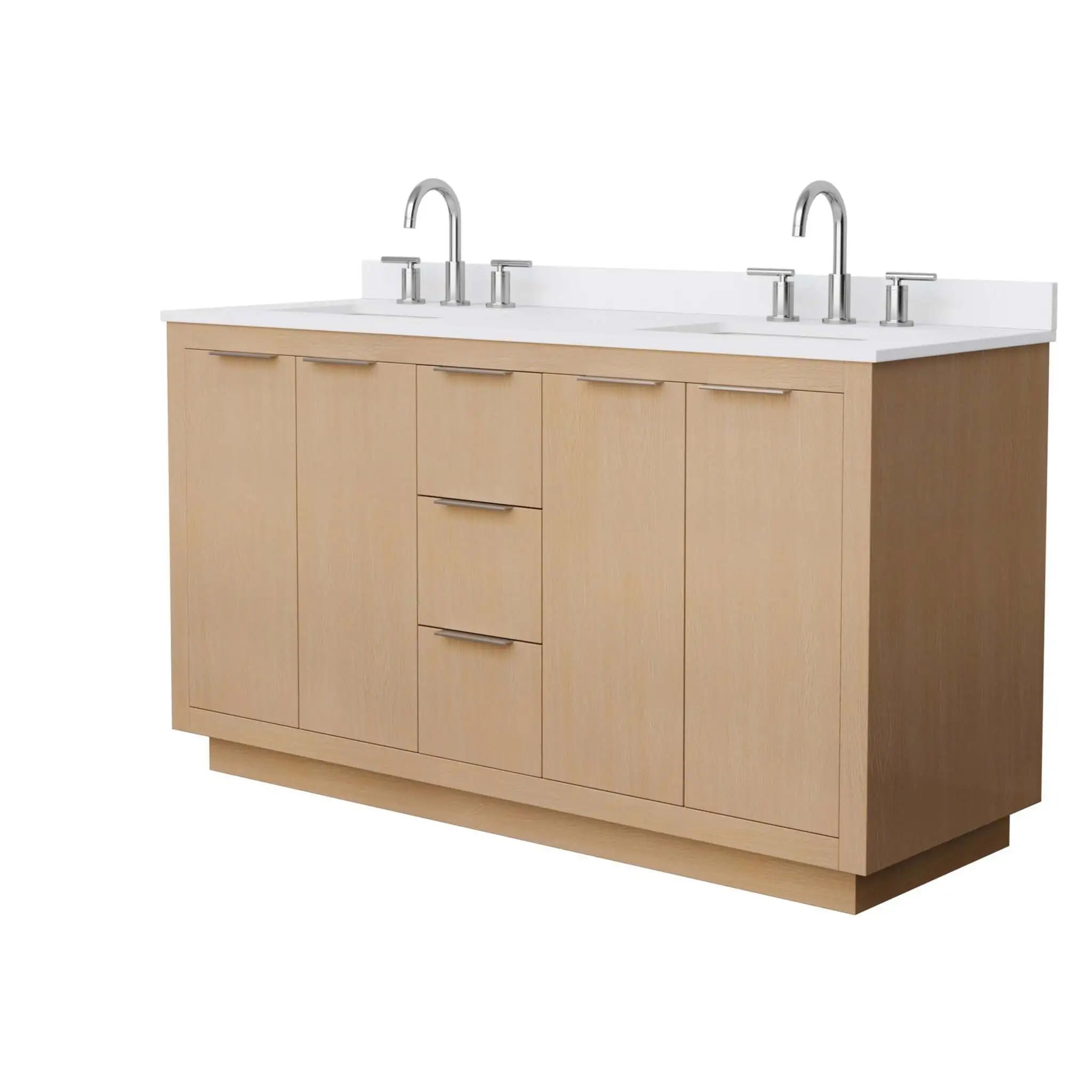 60" Maroni Double Bathroom Vanity in Light Straw with Brushed Nickel Trim by Wyndham