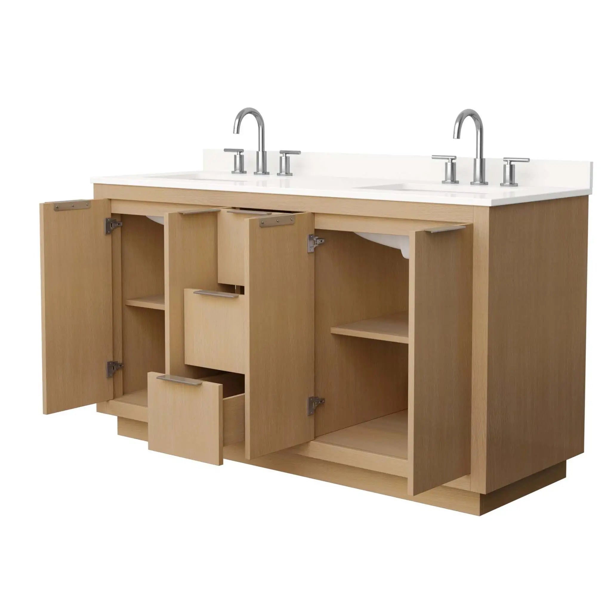 60" Maroni Double Bathroom Vanity in Light Straw with Brushed Nickel Trim by Wyndham