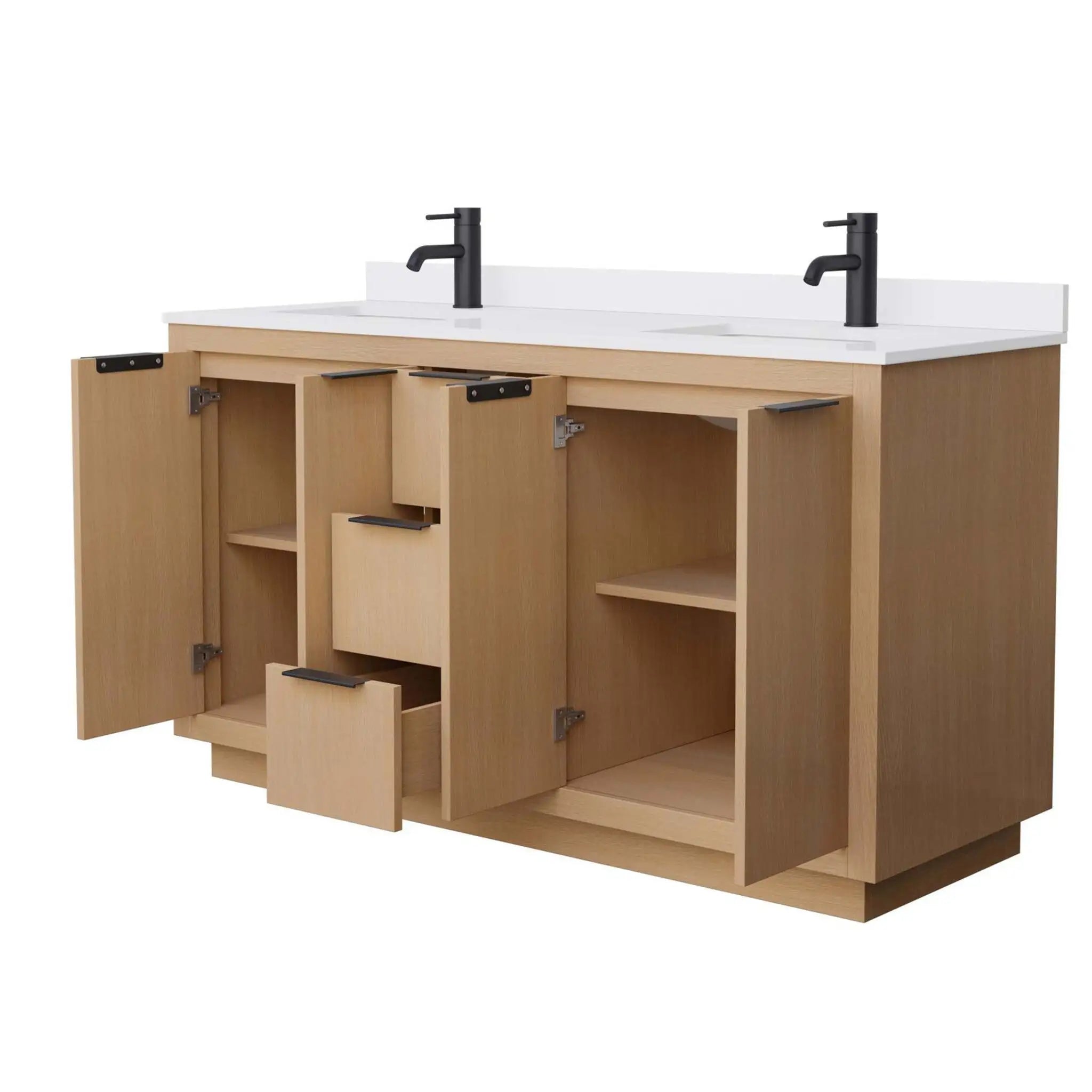 60" Maroni Double Bathroom Vanity in Light Straw with Matte Black Trim by Wyndham