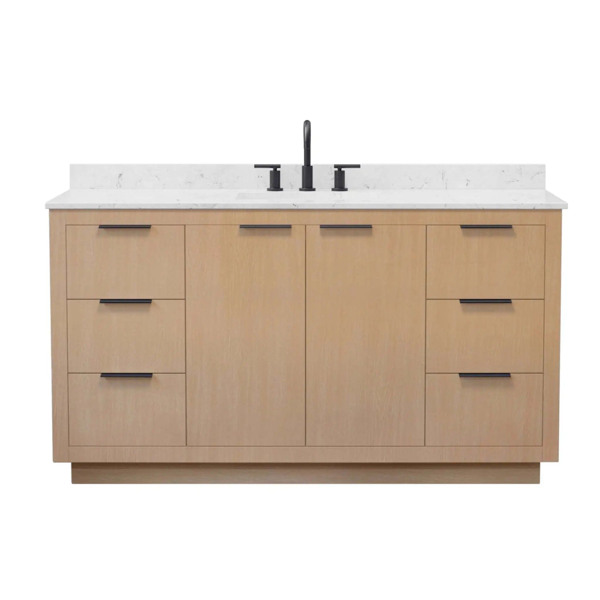 60" Maroni Single Bathroom Vanity in Light Straw with Matte Black Trim by Wyndham
