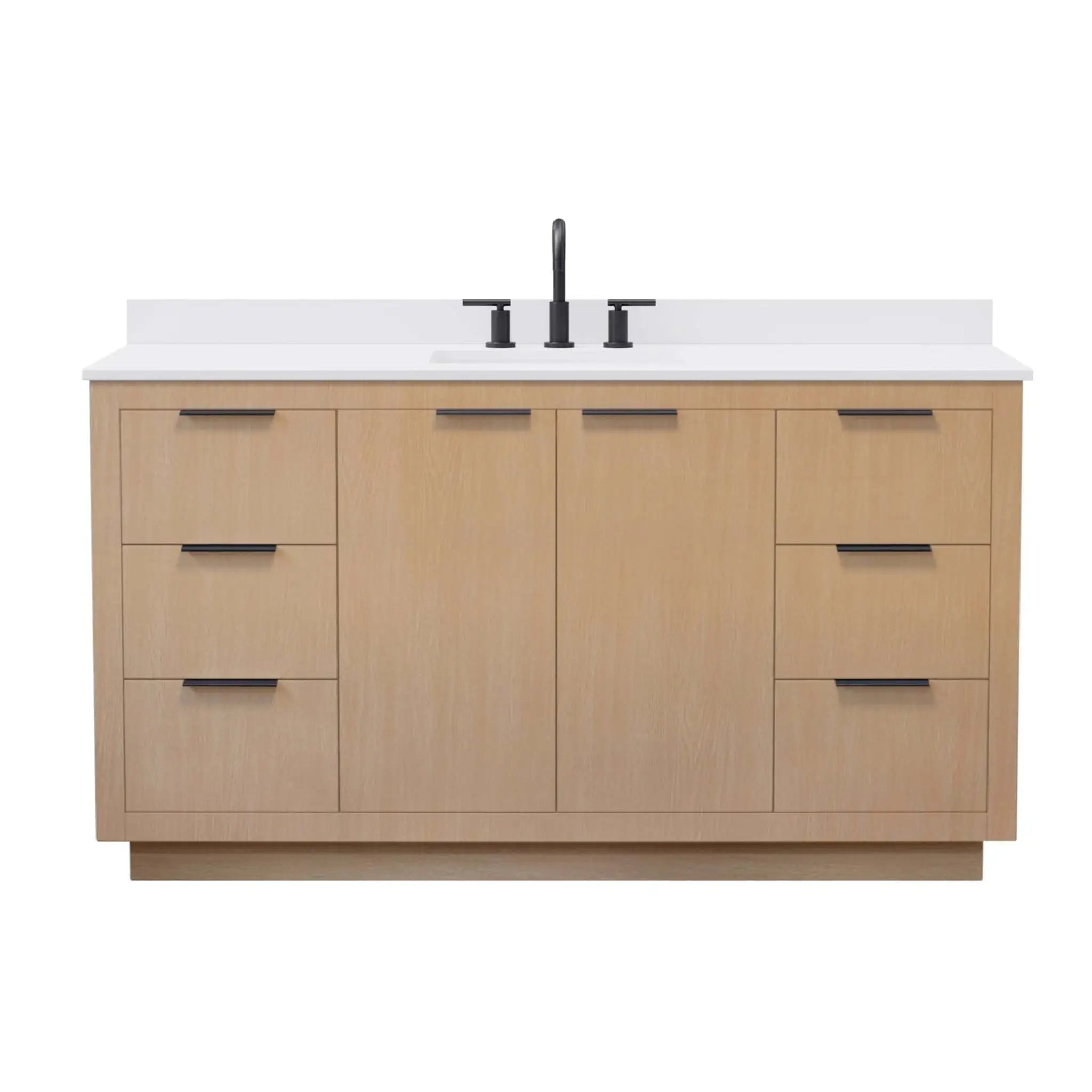 60" Maroni Single Bathroom Vanity in Light Straw with Matte Black Trim by Wyndham