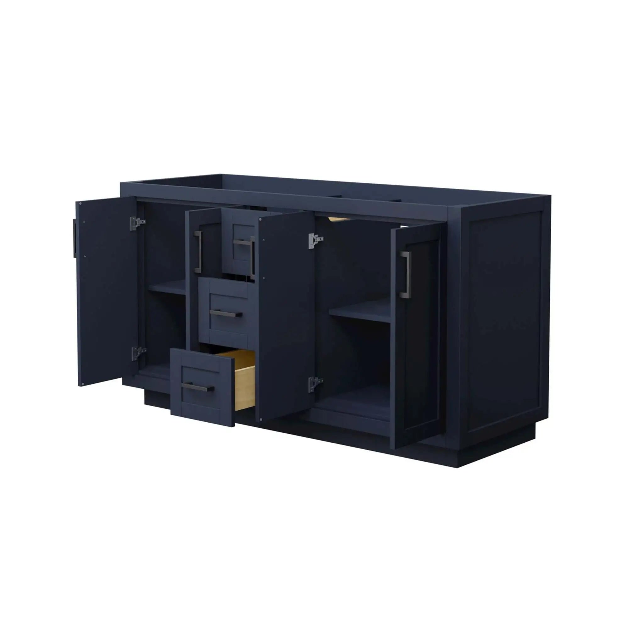60" Miranda Double Bathroom Vanity in Dark Blue with Matte Black Trim by Wyndham