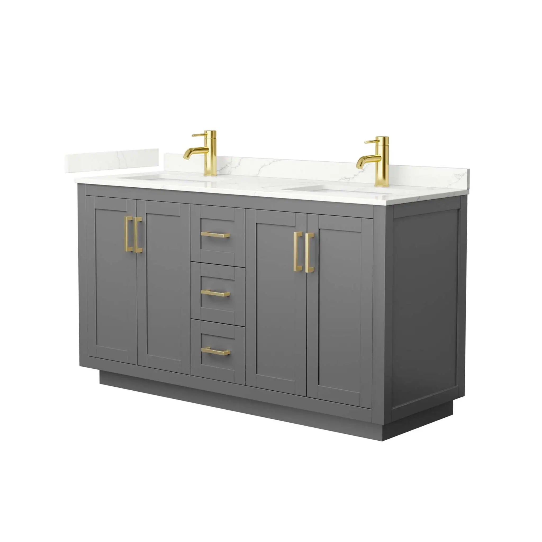 60" Miranda Double Bathroom Vanity in Dark Gray with Brushed Gold Trim by Wyndham
