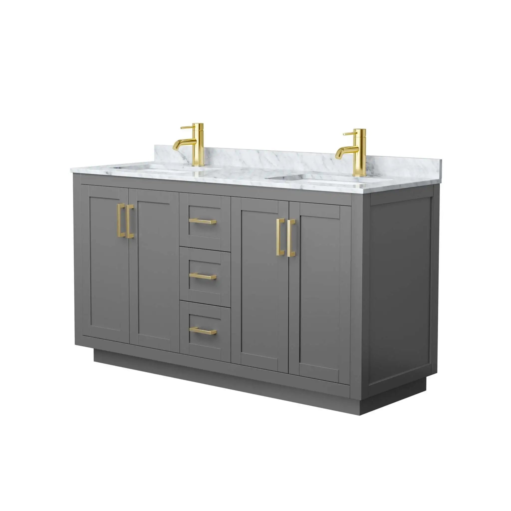 60" Miranda Double Bathroom Vanity in Dark Gray with Brushed Gold Trim by Wyndham