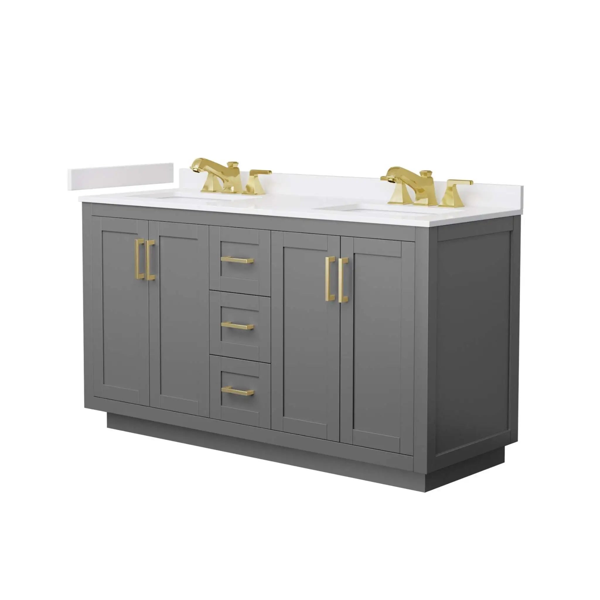 60" Miranda Double Bathroom Vanity in Dark Gray with Brushed Gold Trim by Wyndham