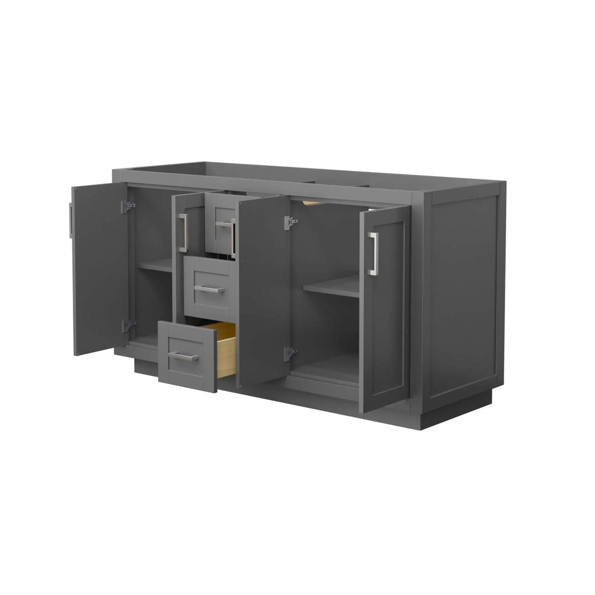 60" Miranda Double Bathroom Vanity in Dark Gray with Brushed Nickel Trim by Wyndham