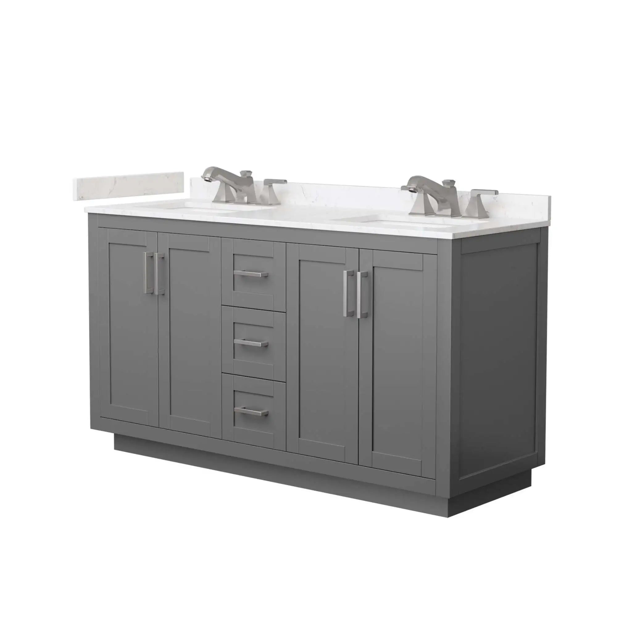 60" Miranda Double Bathroom Vanity in Dark Gray with Brushed Nickel Trim by Wyndham
