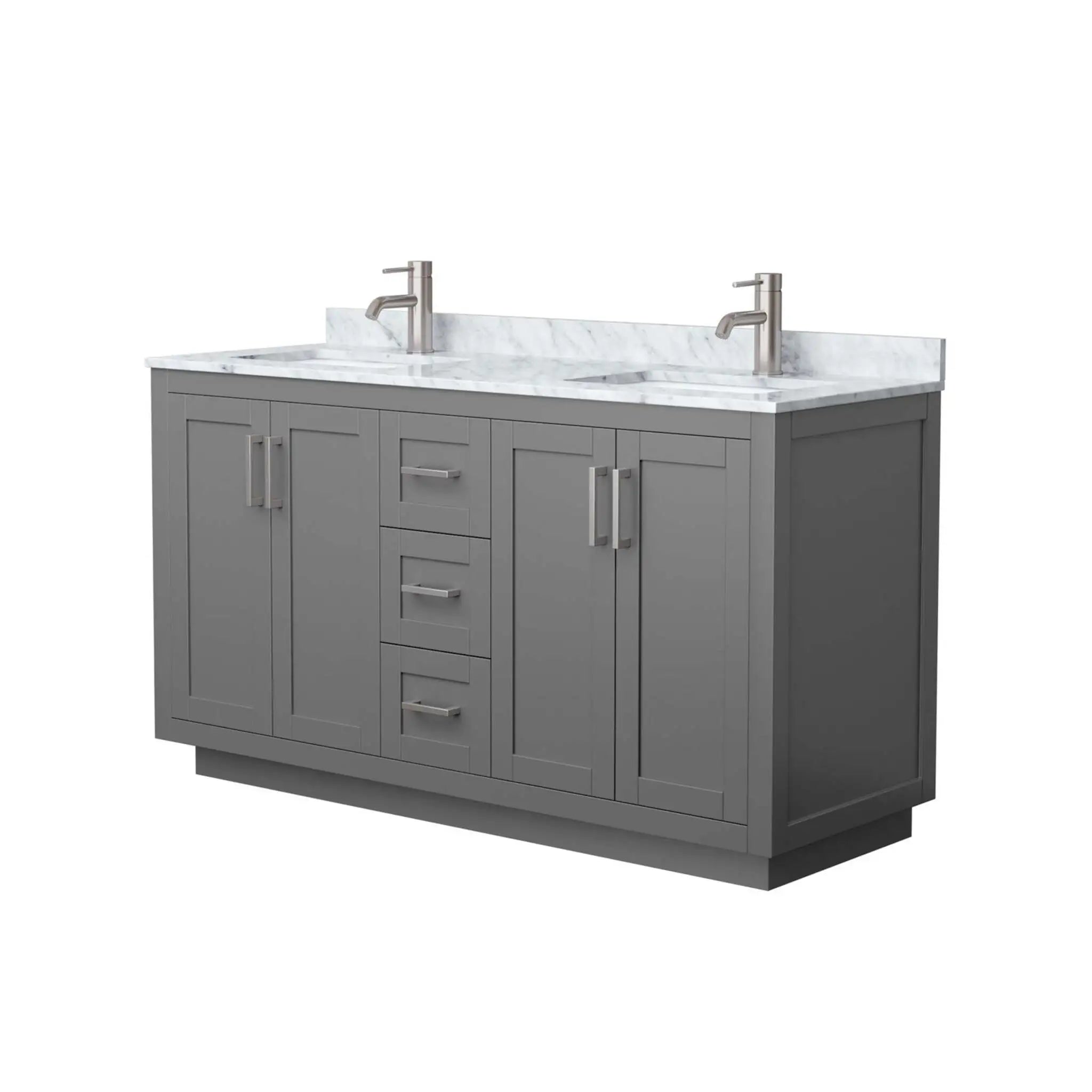 60" Miranda Double Bathroom Vanity in Dark Gray with Brushed Nickel Trim by Wyndham