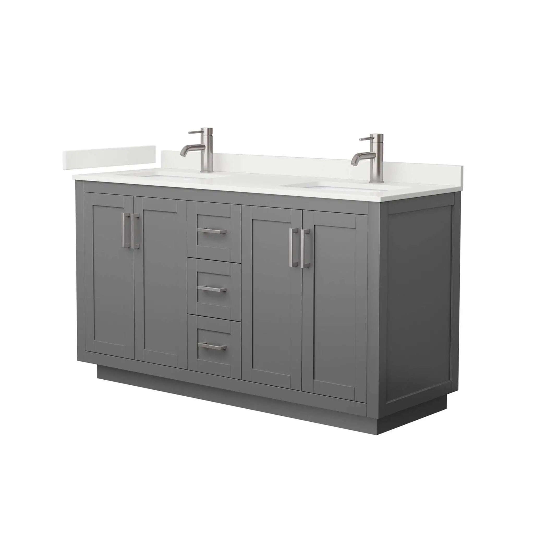60" Miranda Double Bathroom Vanity in Dark Gray with Brushed Nickel Trim by Wyndham