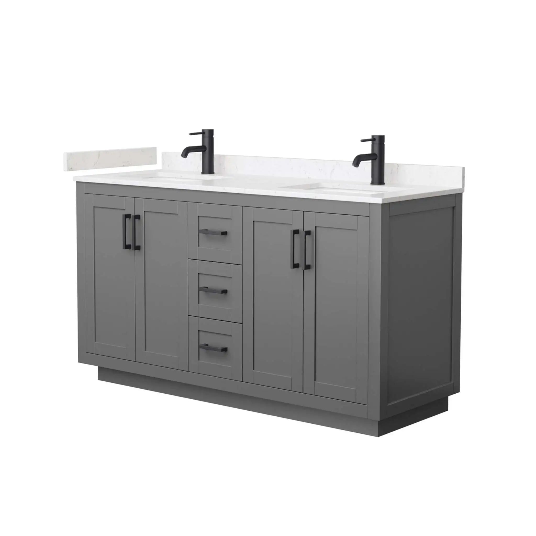 60" Miranda Double Bathroom Vanity in Dark Gray with Matte Black Trim by Wyndham