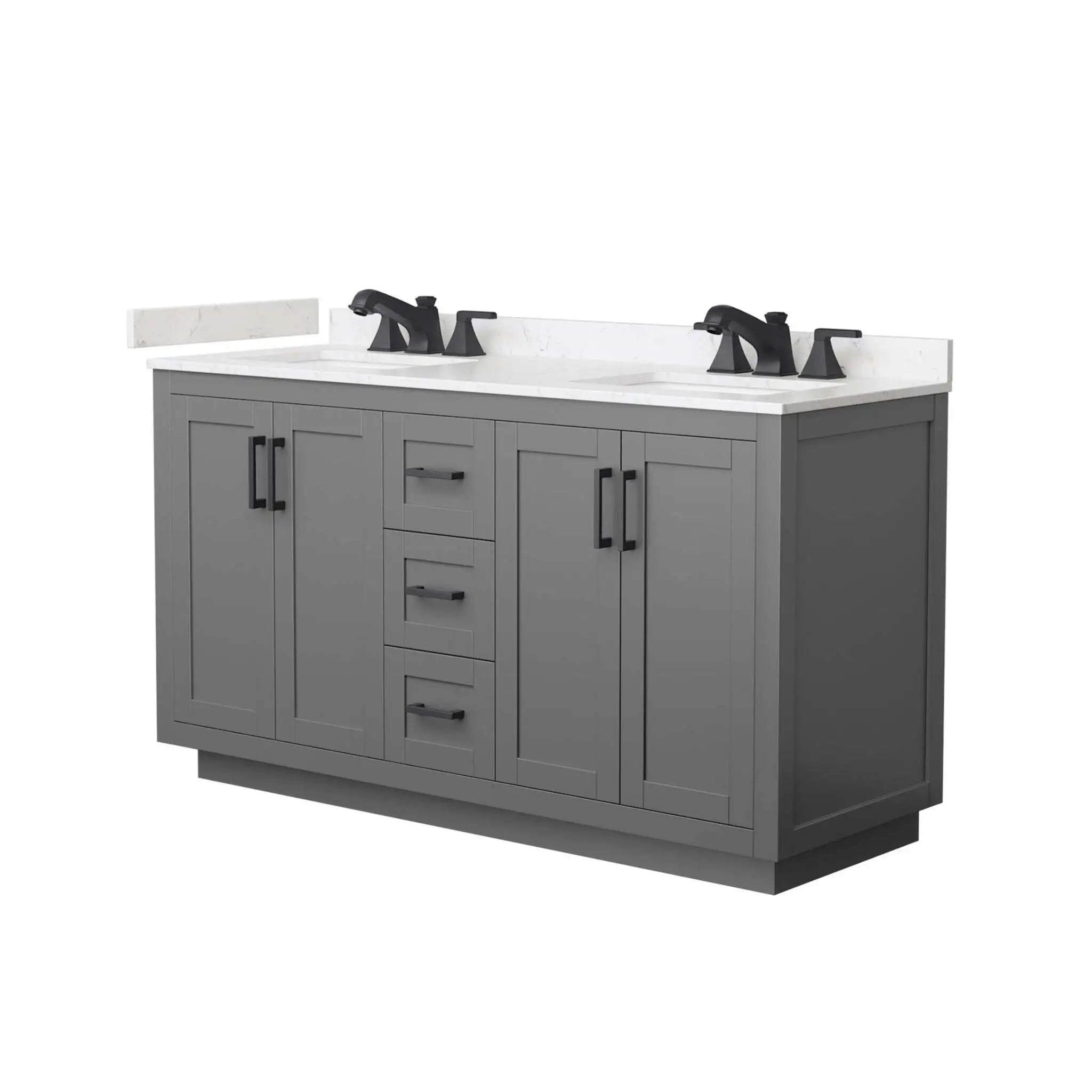 60" Miranda Double Bathroom Vanity in Dark Gray with Matte Black Trim by Wyndham