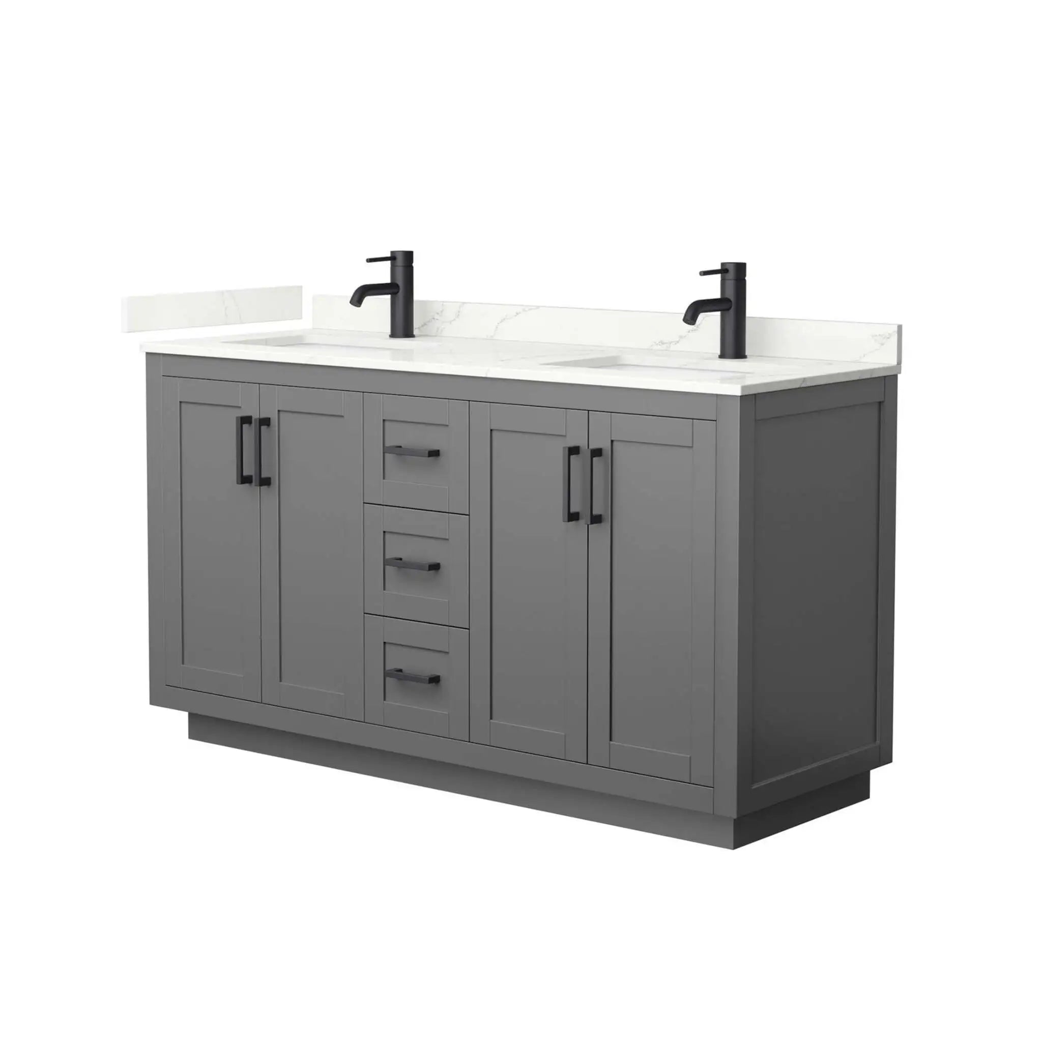 60" Miranda Double Bathroom Vanity in Dark Gray with Matte Black Trim by Wyndham