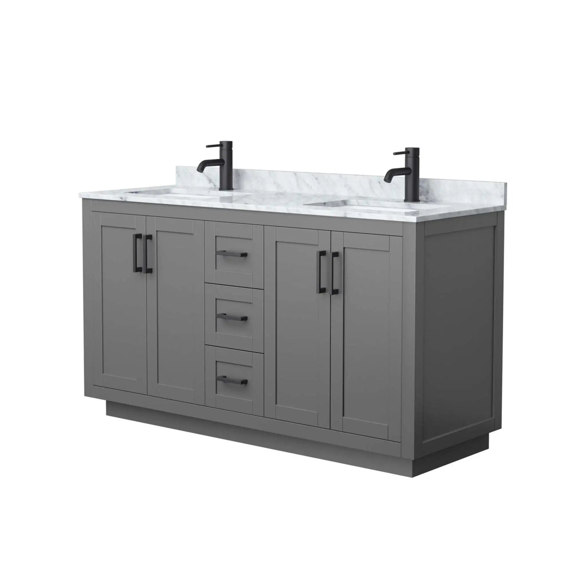 60" Miranda Double Bathroom Vanity in Dark Gray with Matte Black Trim by Wyndham