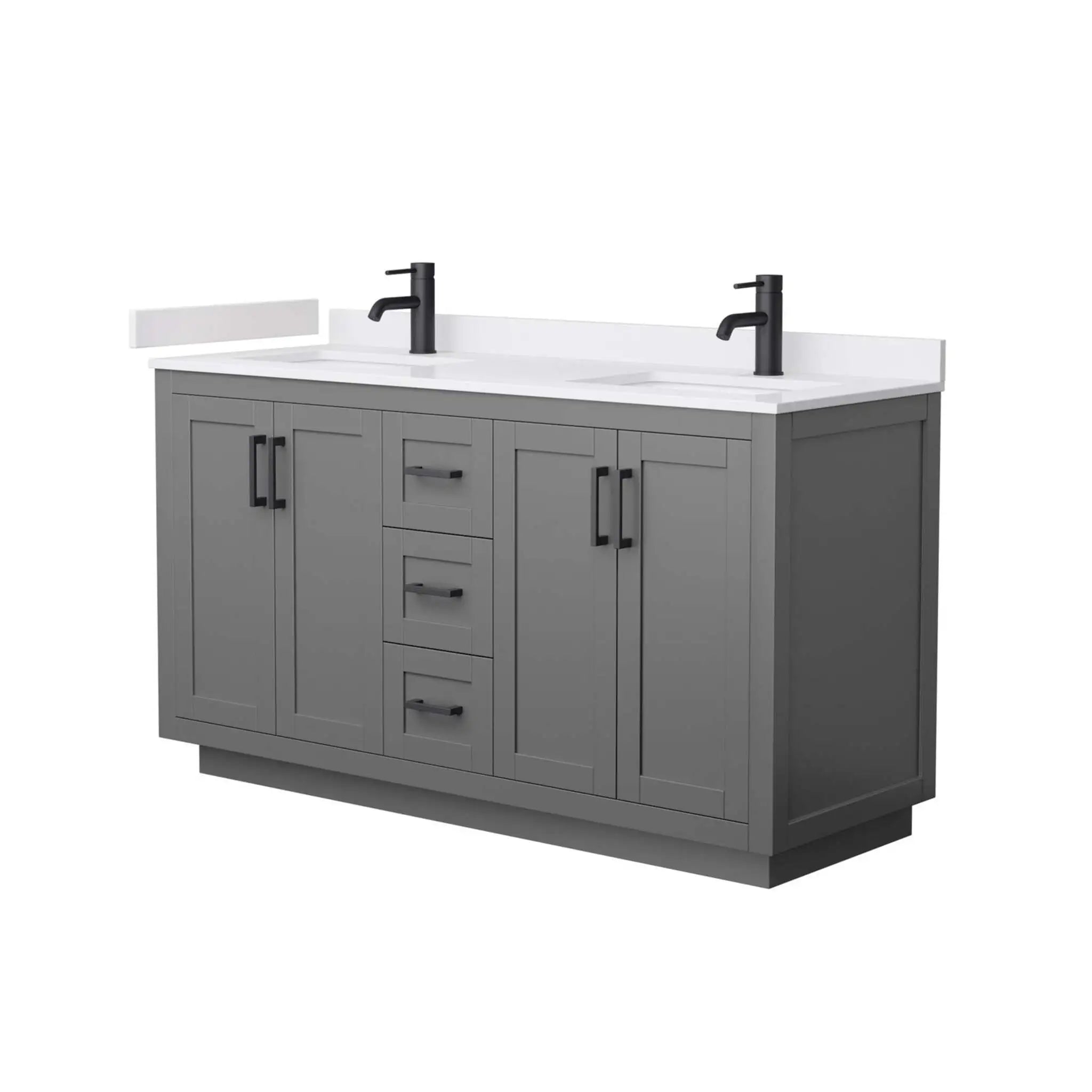 60" Miranda Double Bathroom Vanity in Dark Gray with Matte Black Trim by Wyndham