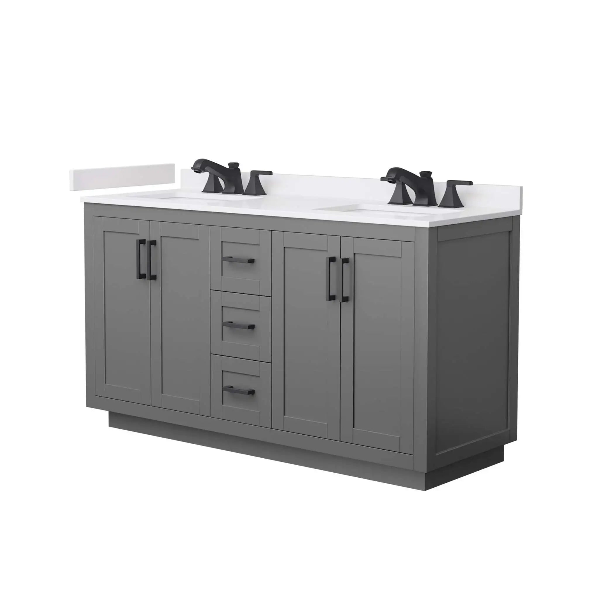 60" Miranda Double Bathroom Vanity in Dark Gray with Matte Black Trim by Wyndham