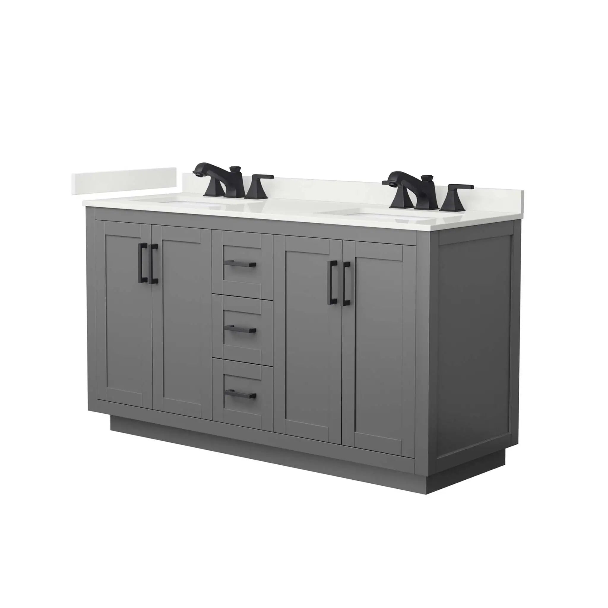 60" Miranda Double Bathroom Vanity in Dark Gray with Matte Black Trim by Wyndham