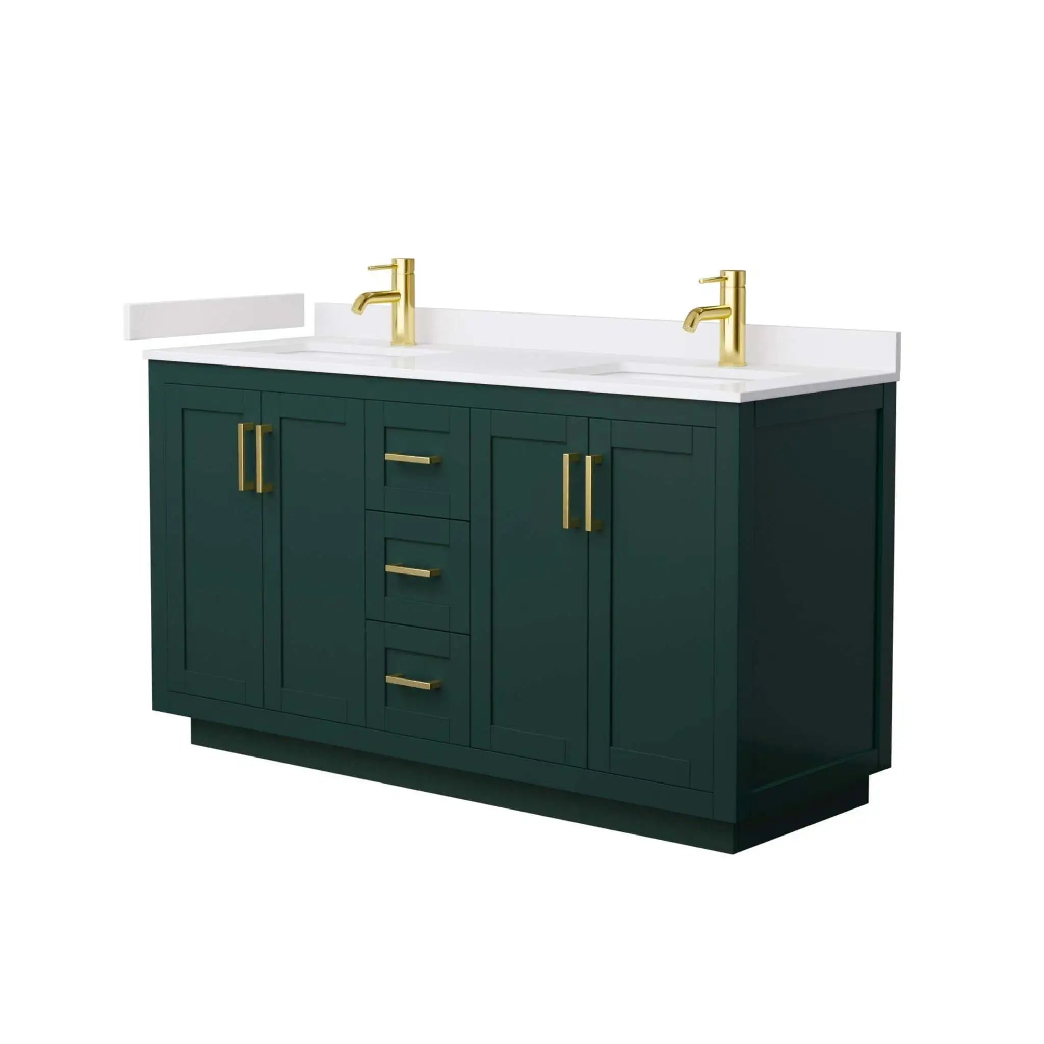 60" Miranda Double Bathroom Vanity in Green with Brushed Gold Trim by Wyndham
