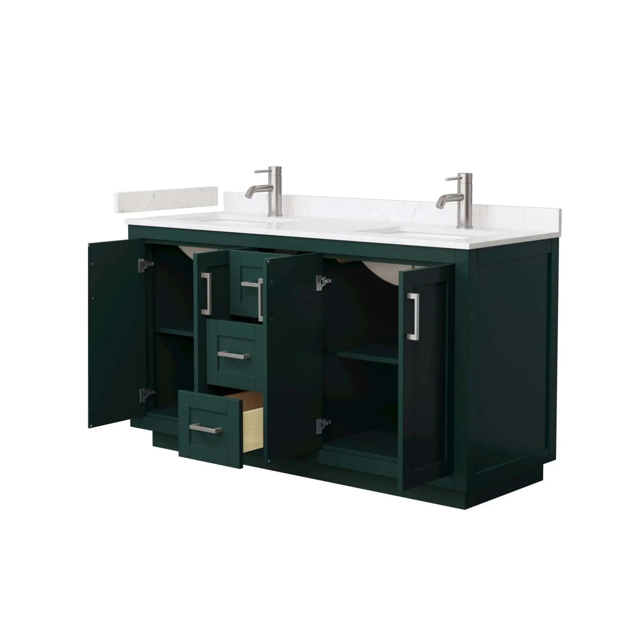 60" Miranda Double Bathroom Vanity in Green with Brushed Nickel Trim by Wyndham