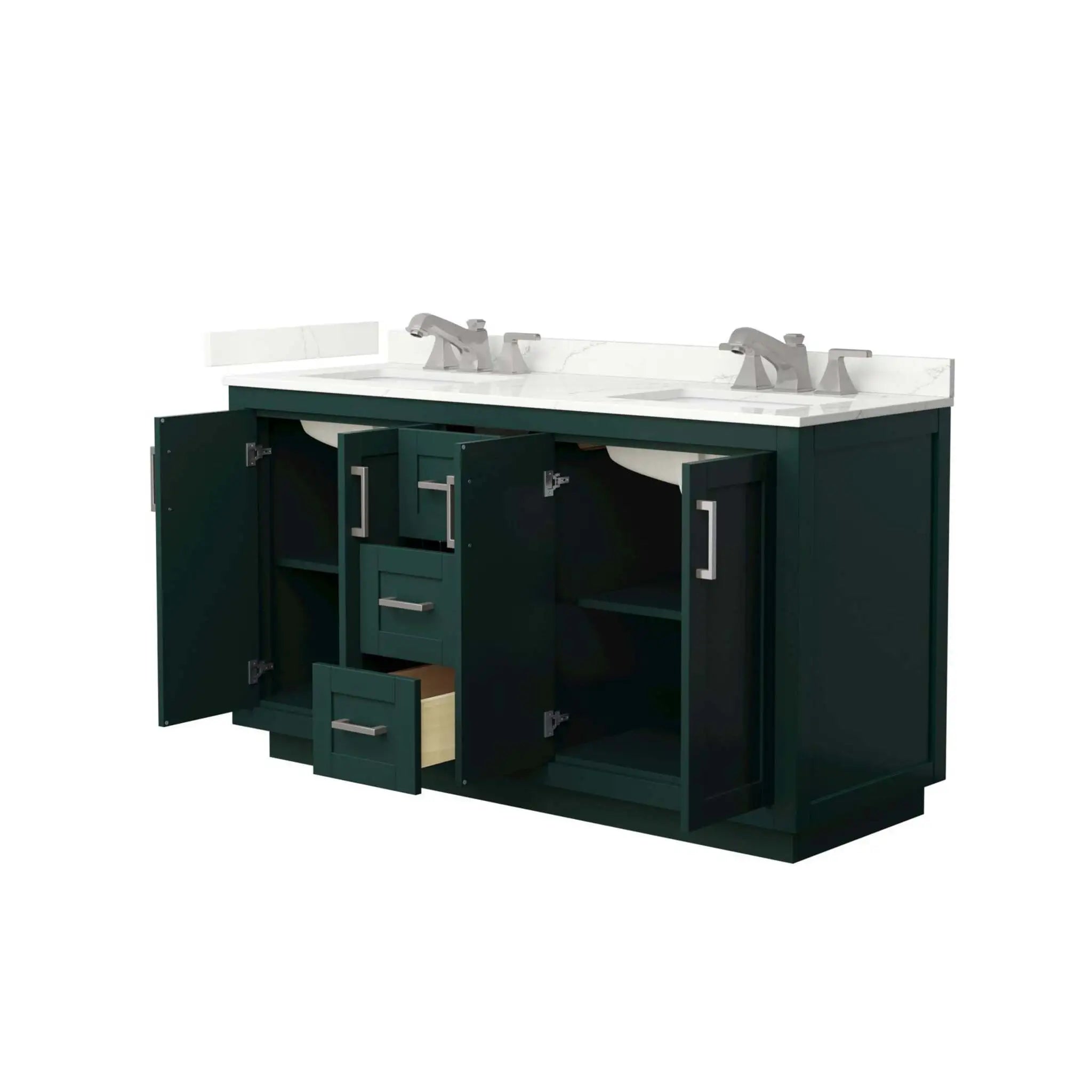 60" Miranda Double Bathroom Vanity in Green with Brushed Nickel Trim by Wyndham
