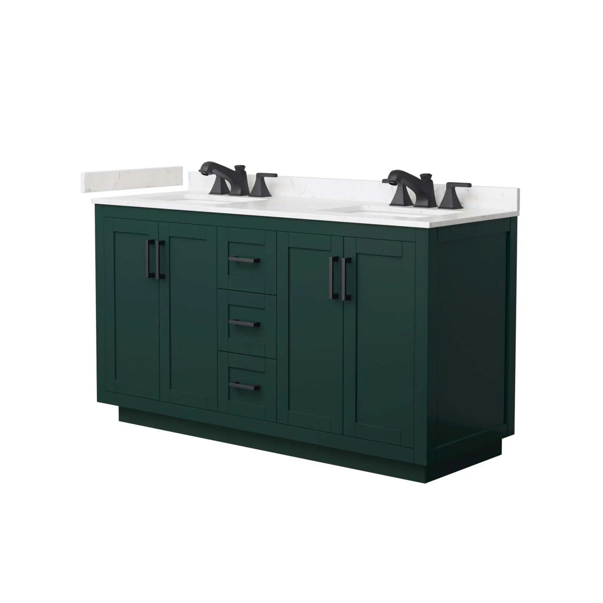 60" Miranda Double Bathroom Vanity in Green with Matte Black Trim by Wyndham