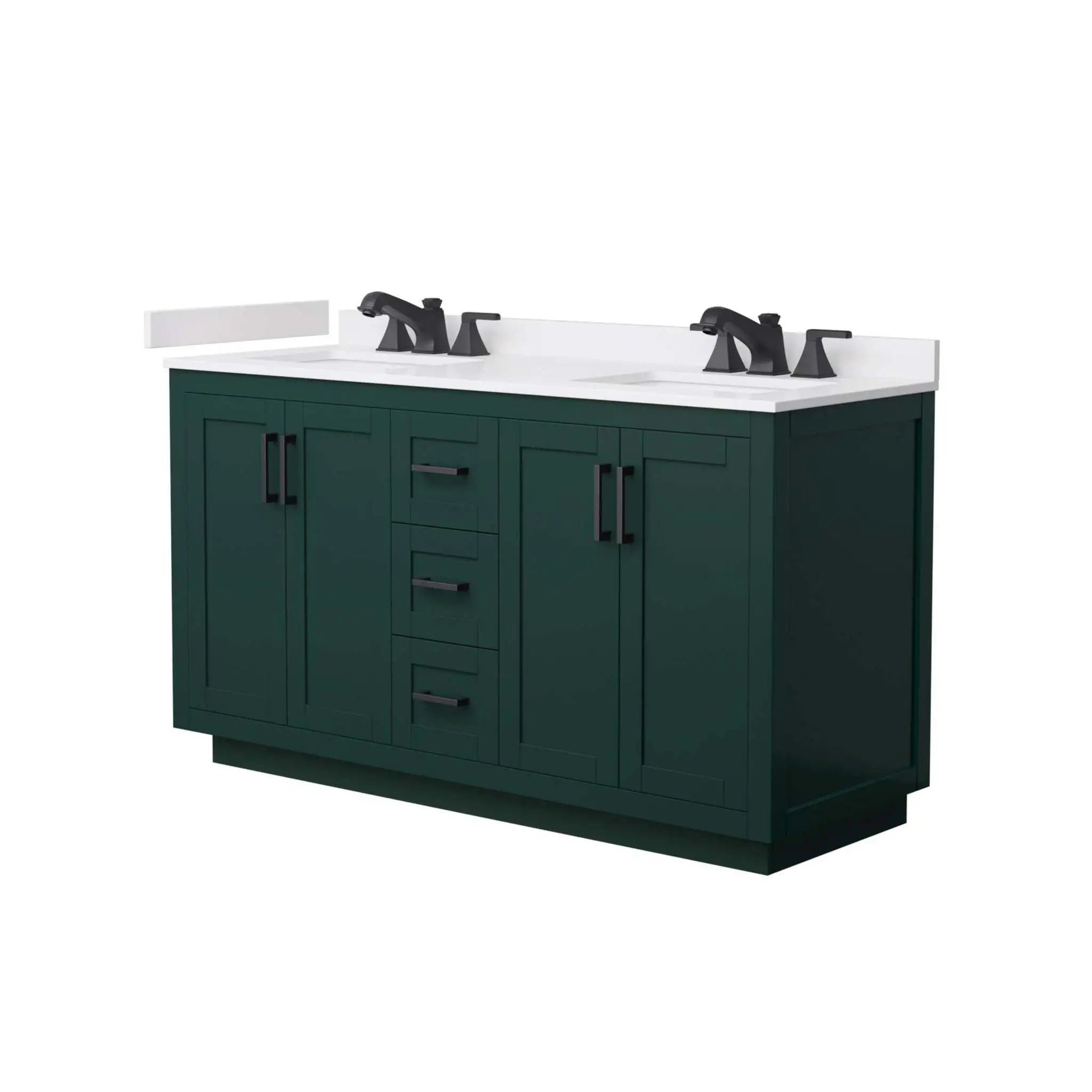 60" Miranda Double Bathroom Vanity in Green with Matte Black Trim by Wyndham