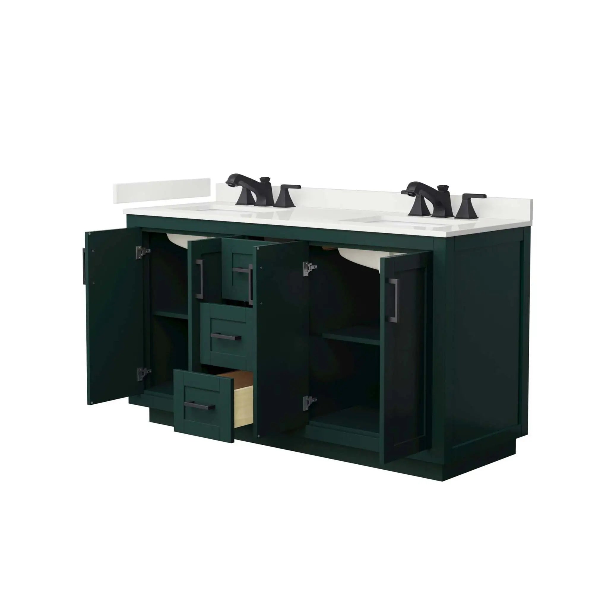 60" Miranda Double Bathroom Vanity in Green with Matte Black Trim by Wyndham