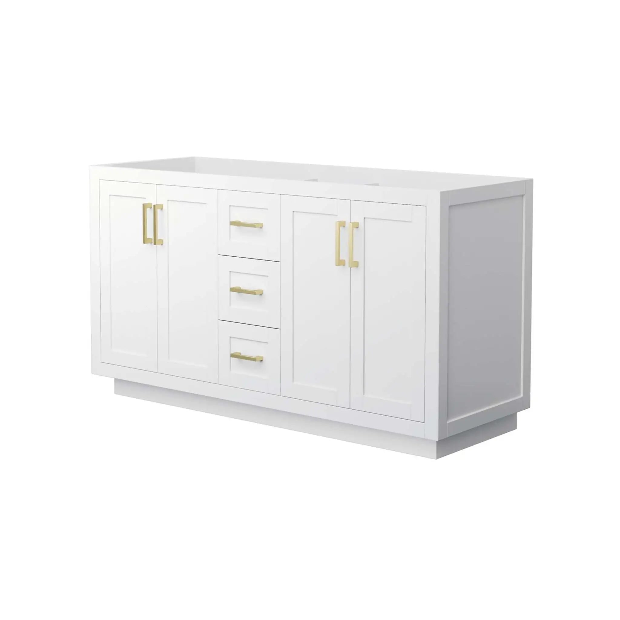 60" Miranda Double Bathroom Vanity in White with Brushed Gold Trim by Wyndham