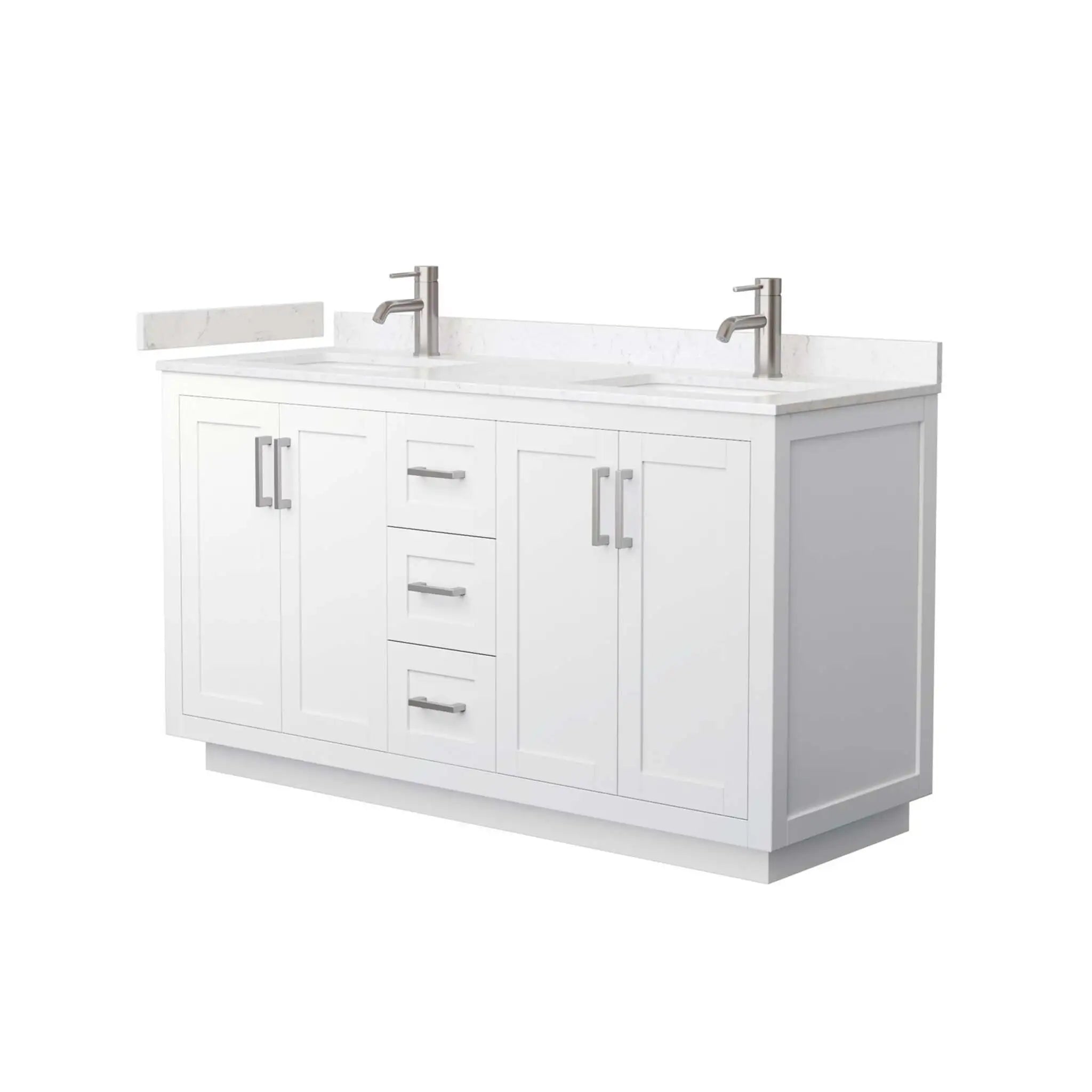 60" Miranda Double Bathroom Vanity in White with Brushed Nickel Trim by Wyndham