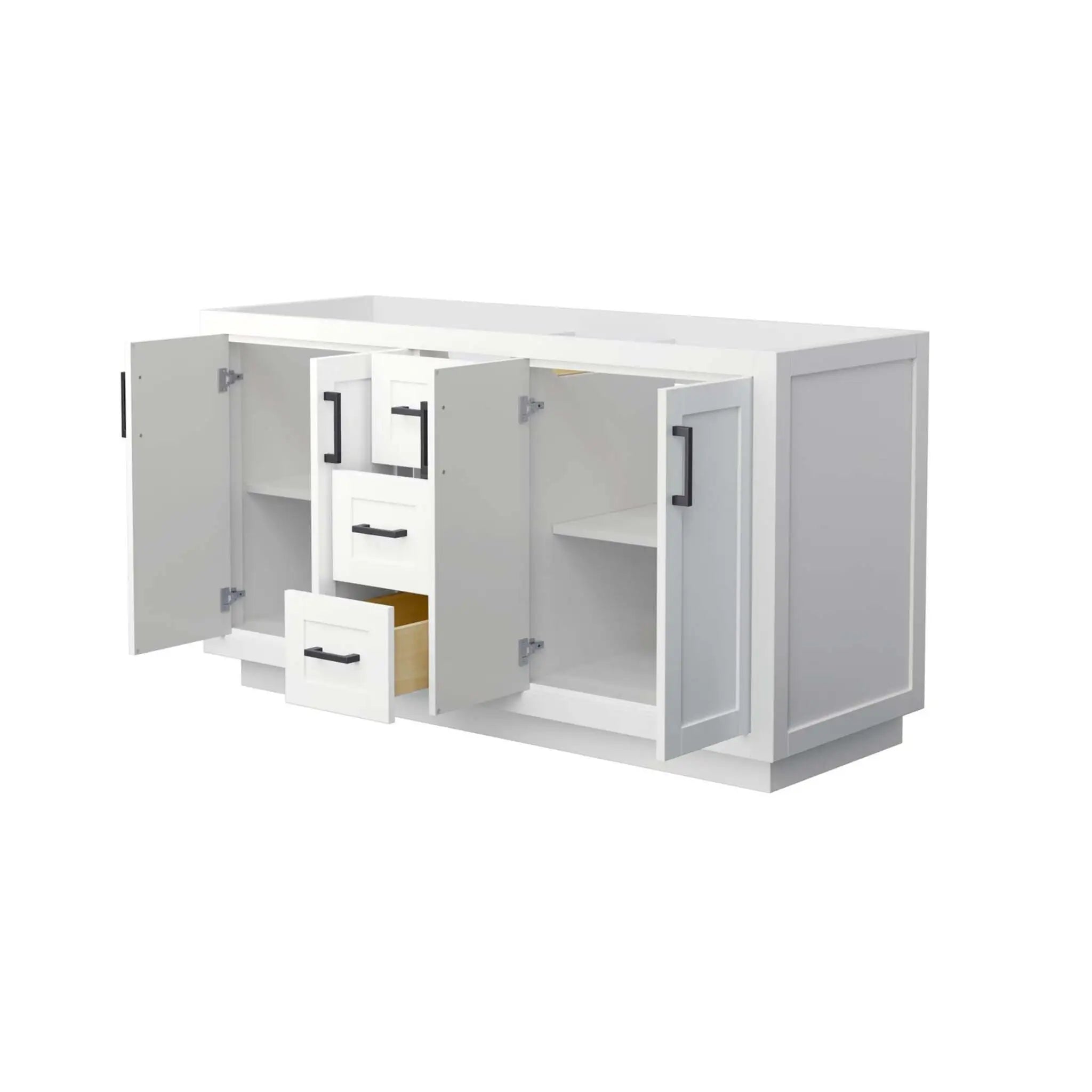 60" Miranda Double Bathroom Vanity in White with Matte Black Trim by Wyndham