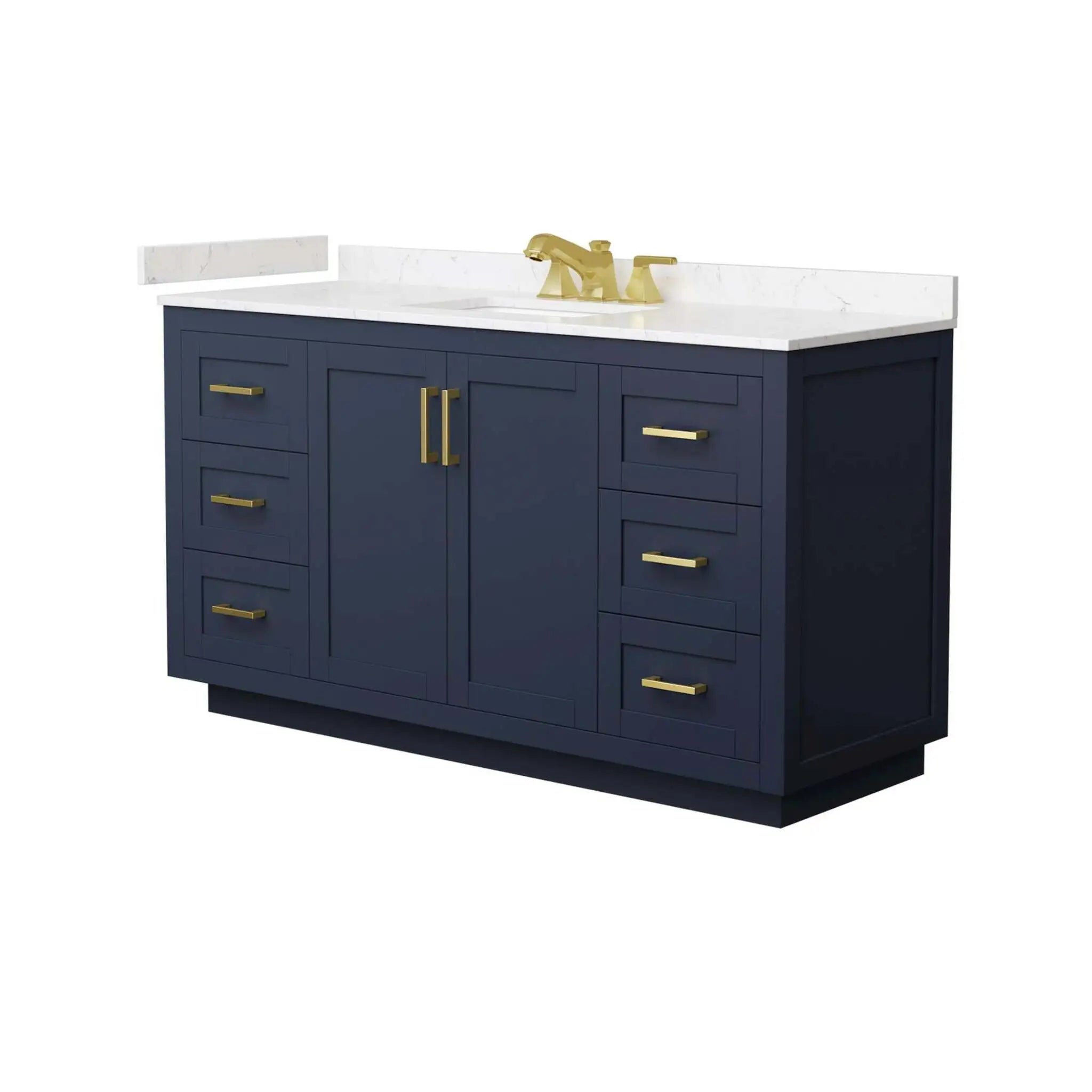 60" Miranda Single Bathroom Vanity in Dark Blue with Brushed Gold Trim by Wyndham
