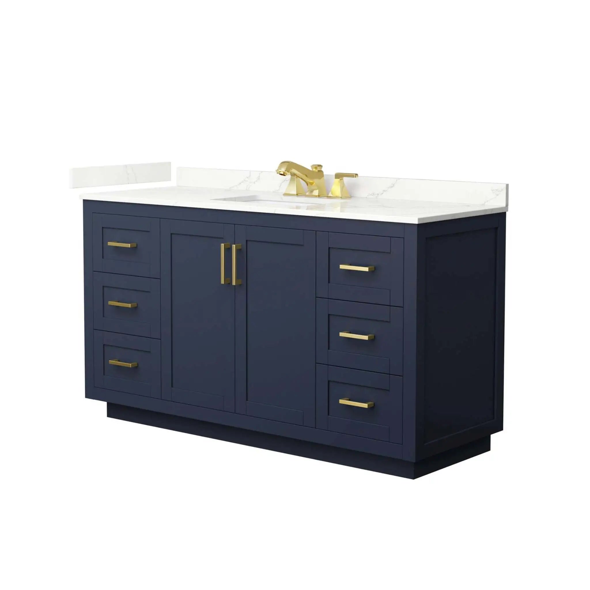 60" Miranda Single Bathroom Vanity in Dark Blue with Brushed Gold Trim by Wyndham
