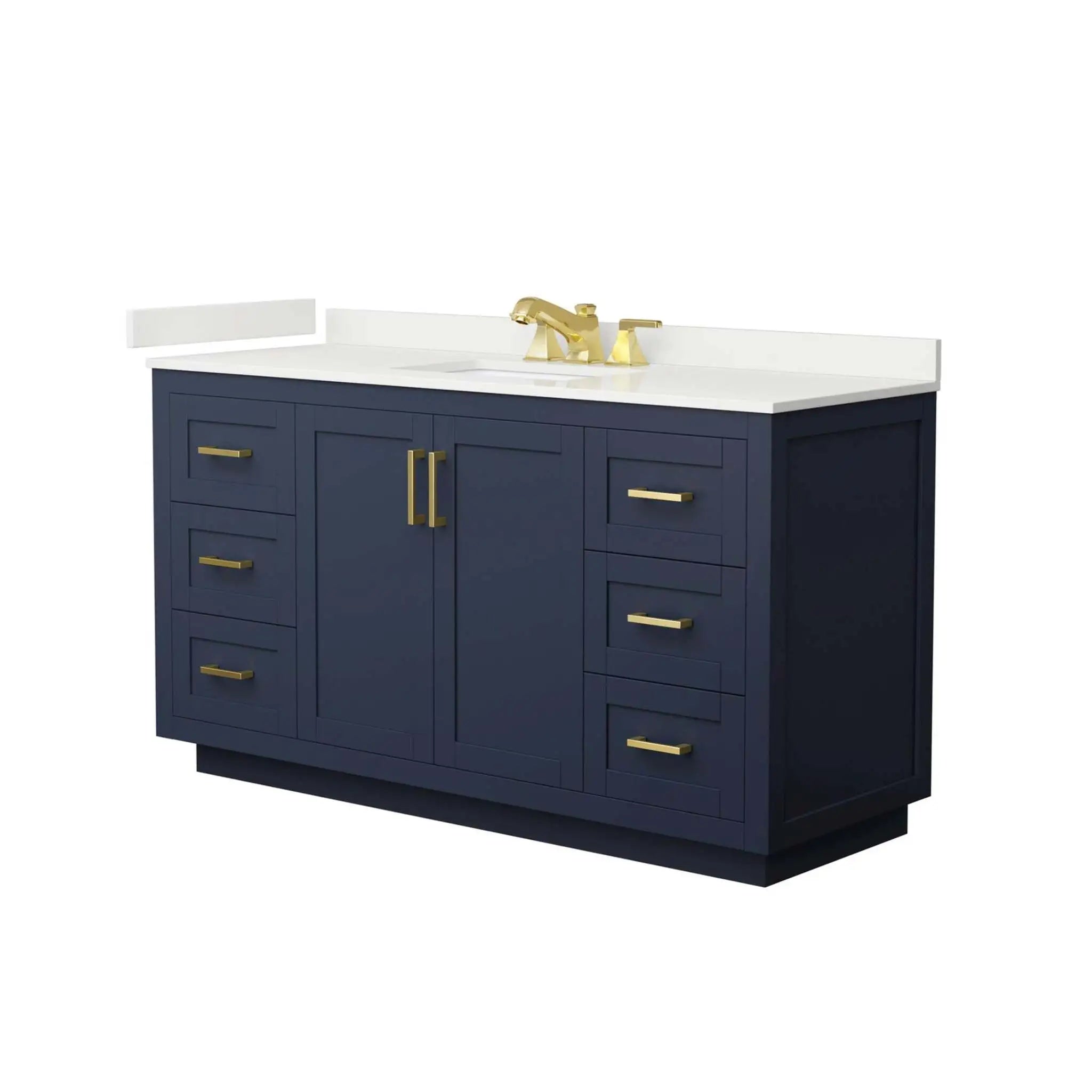 60" Miranda Single Bathroom Vanity in Dark Blue with Brushed Gold Trim by Wyndham