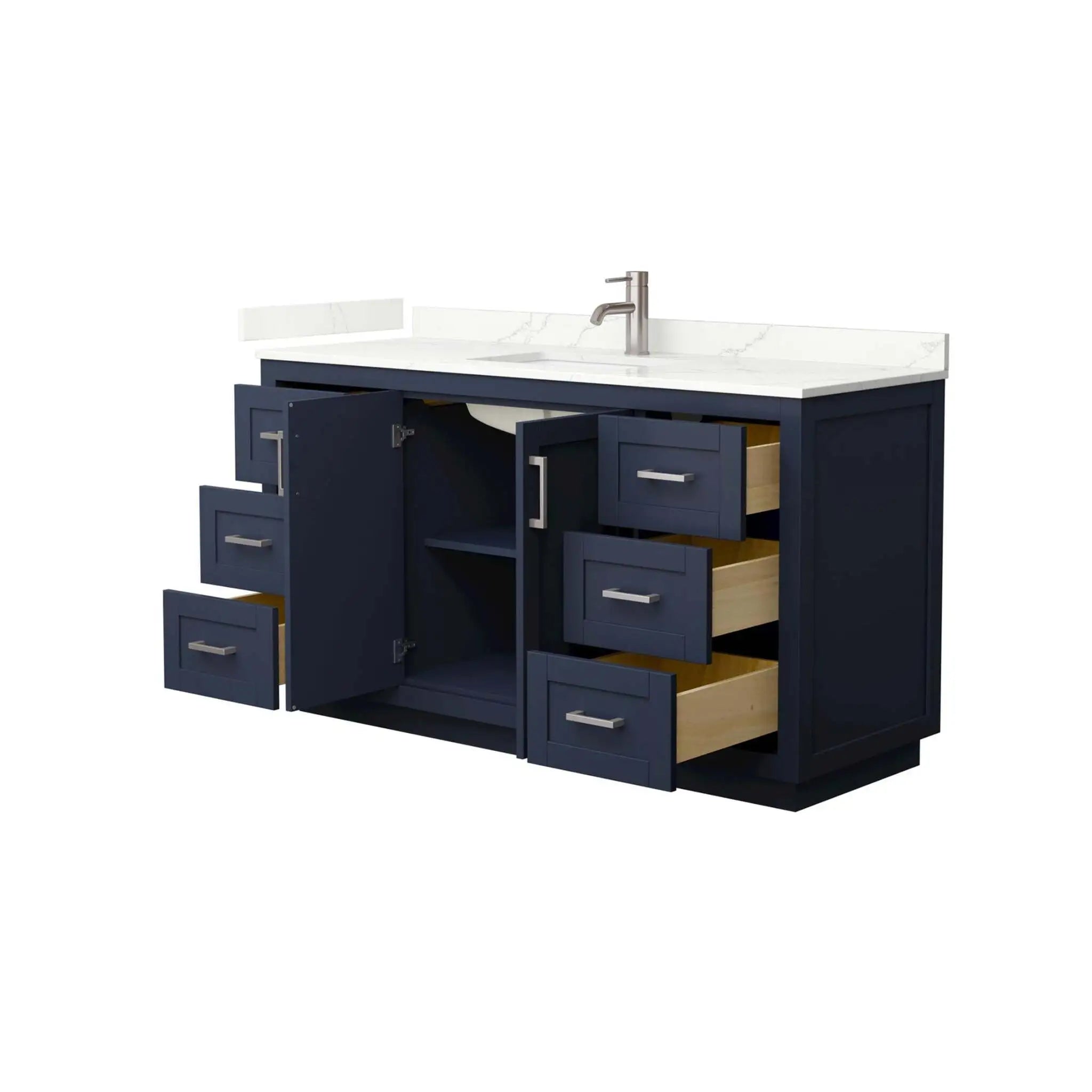 60" Miranda Single Bathroom Vanity in Dark Blue with Brushed Nickel Trim by Wyndham