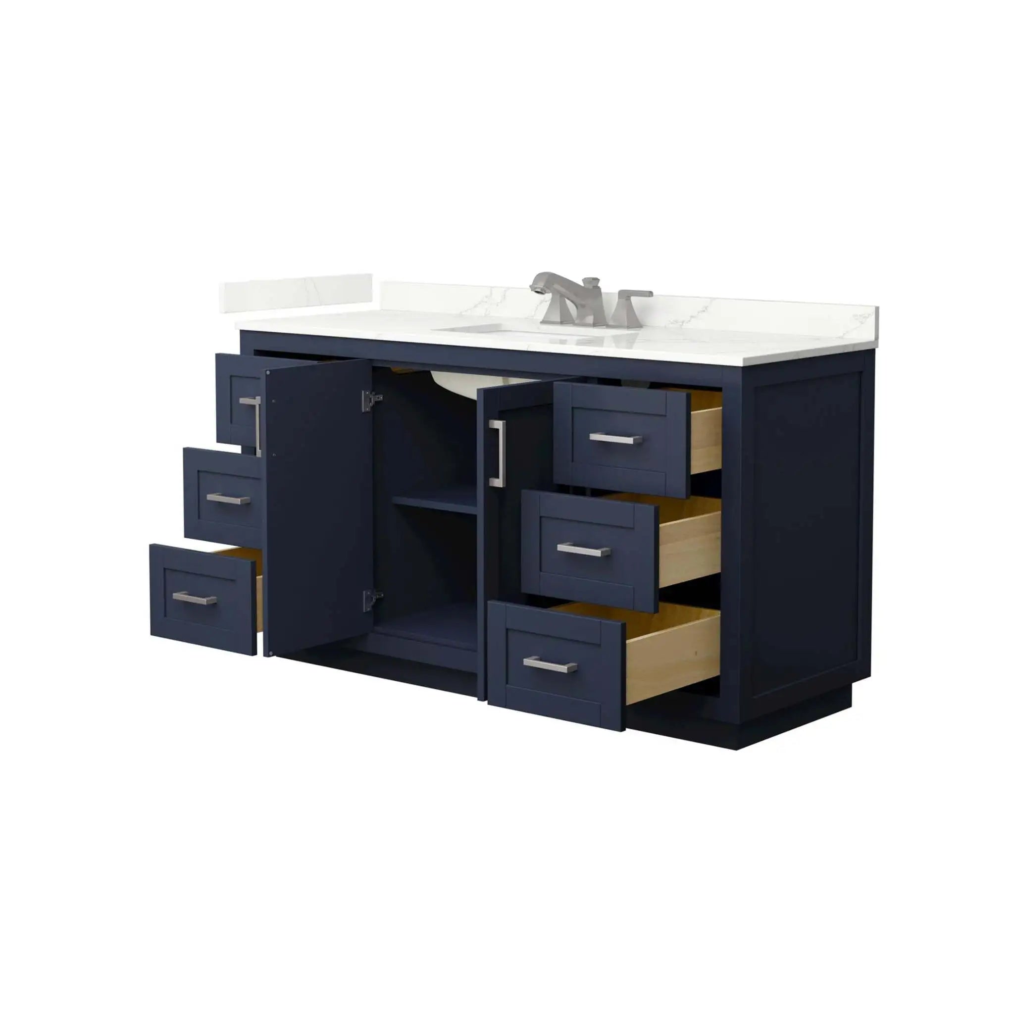 60" Miranda Single Bathroom Vanity in Dark Blue with Brushed Nickel Trim by Wyndham