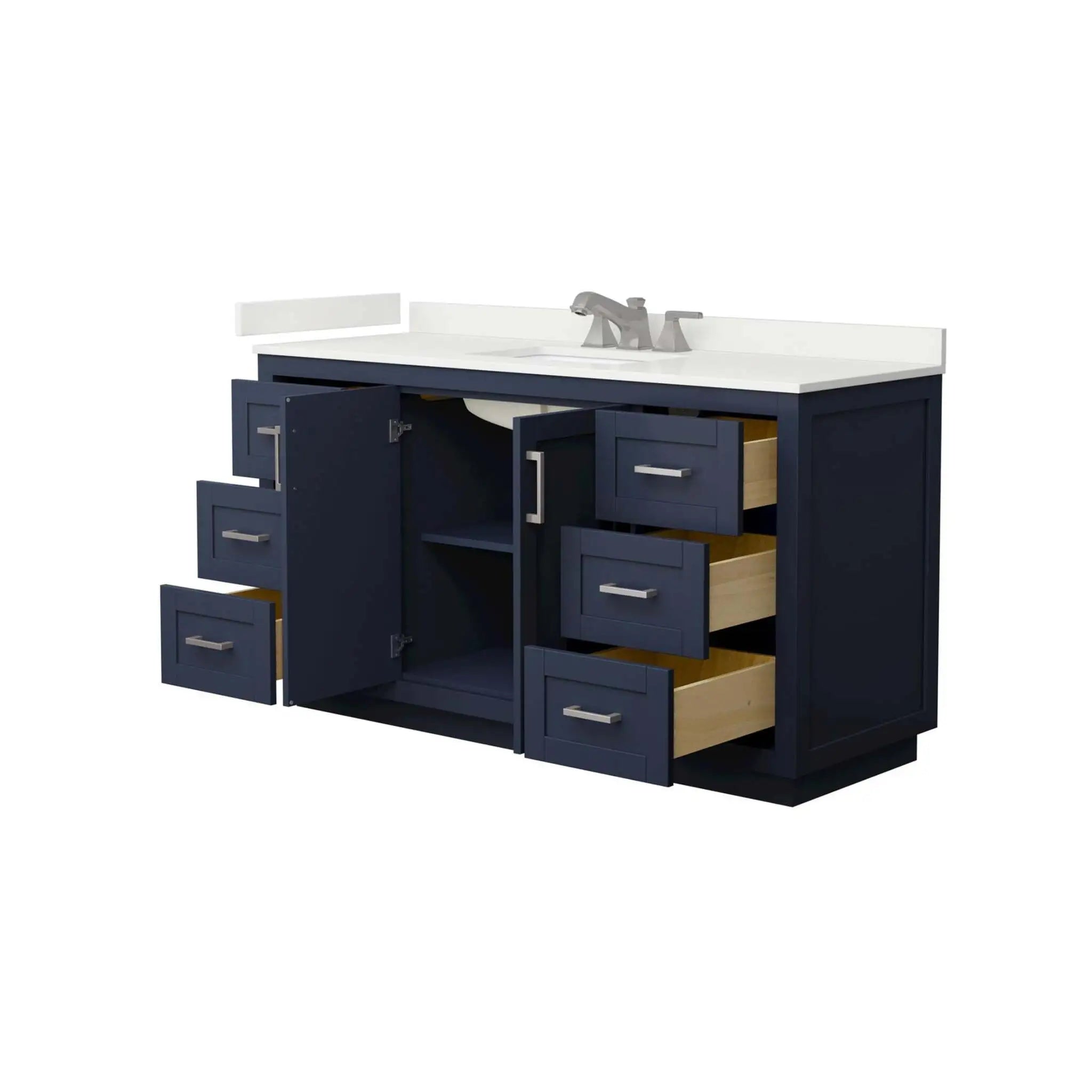 60" Miranda Single Bathroom Vanity in Dark Blue with Brushed Nickel Trim by Wyndham