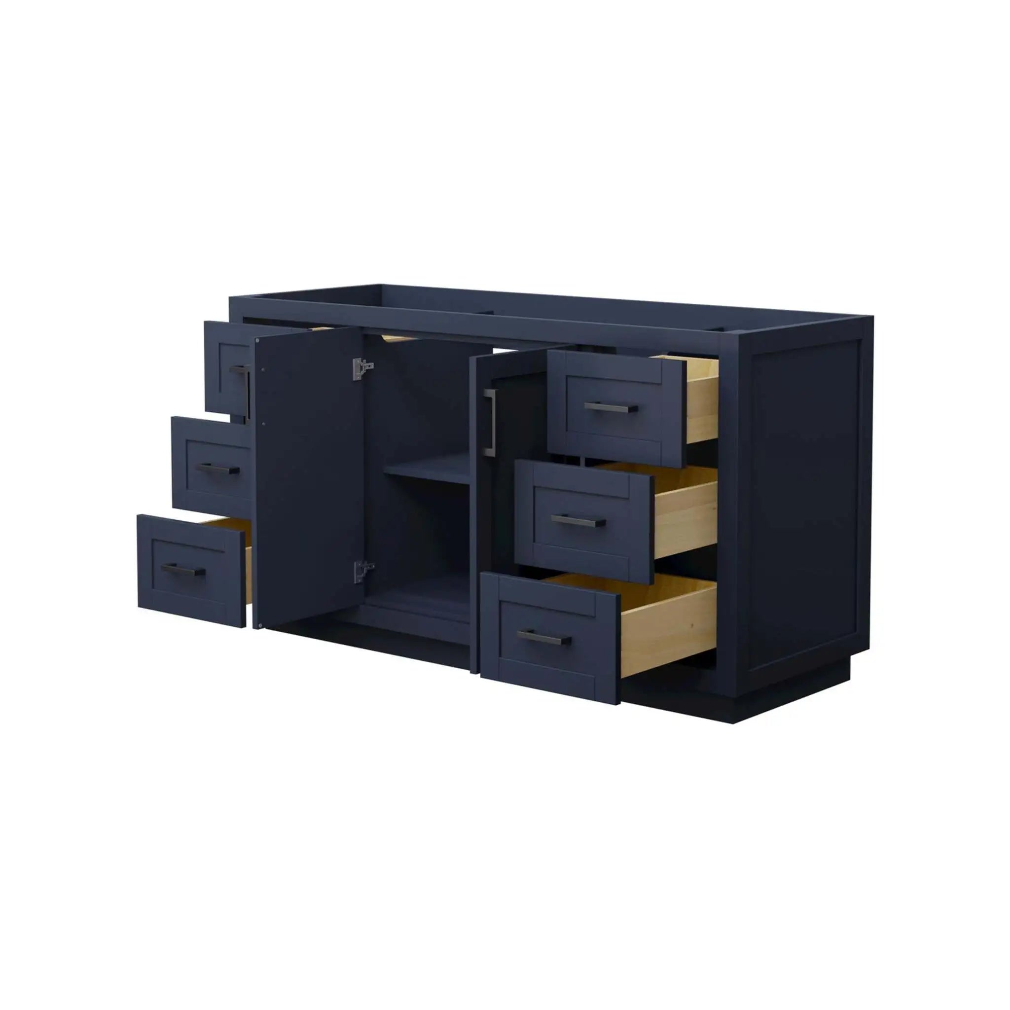 60" Miranda Single Bathroom Vanity in Dark Blue with Matte Black Trim by Wyndham
