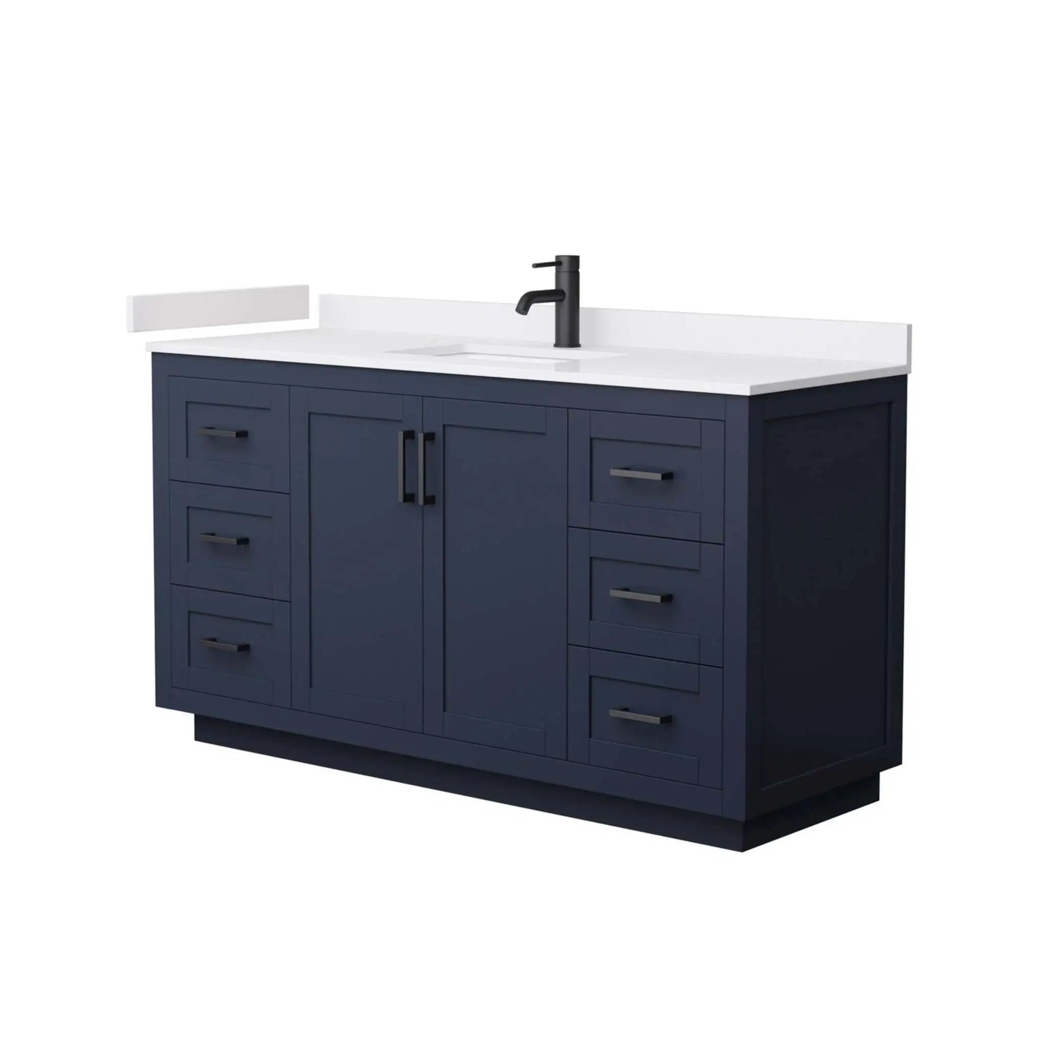 60" Miranda Single Bathroom Vanity in Dark Blue with Matte Black Trim by Wyndham