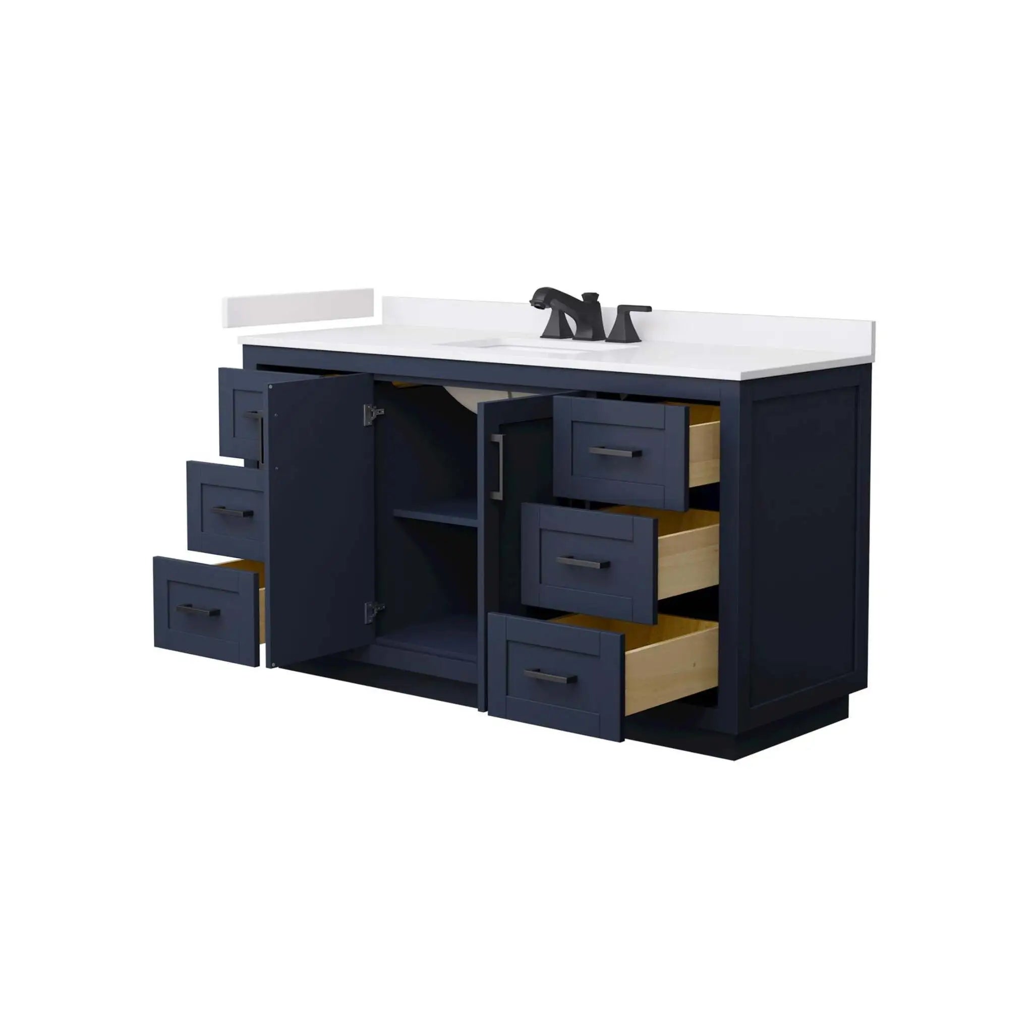 60" Miranda Single Bathroom Vanity in Dark Blue with Matte Black Trim by Wyndham