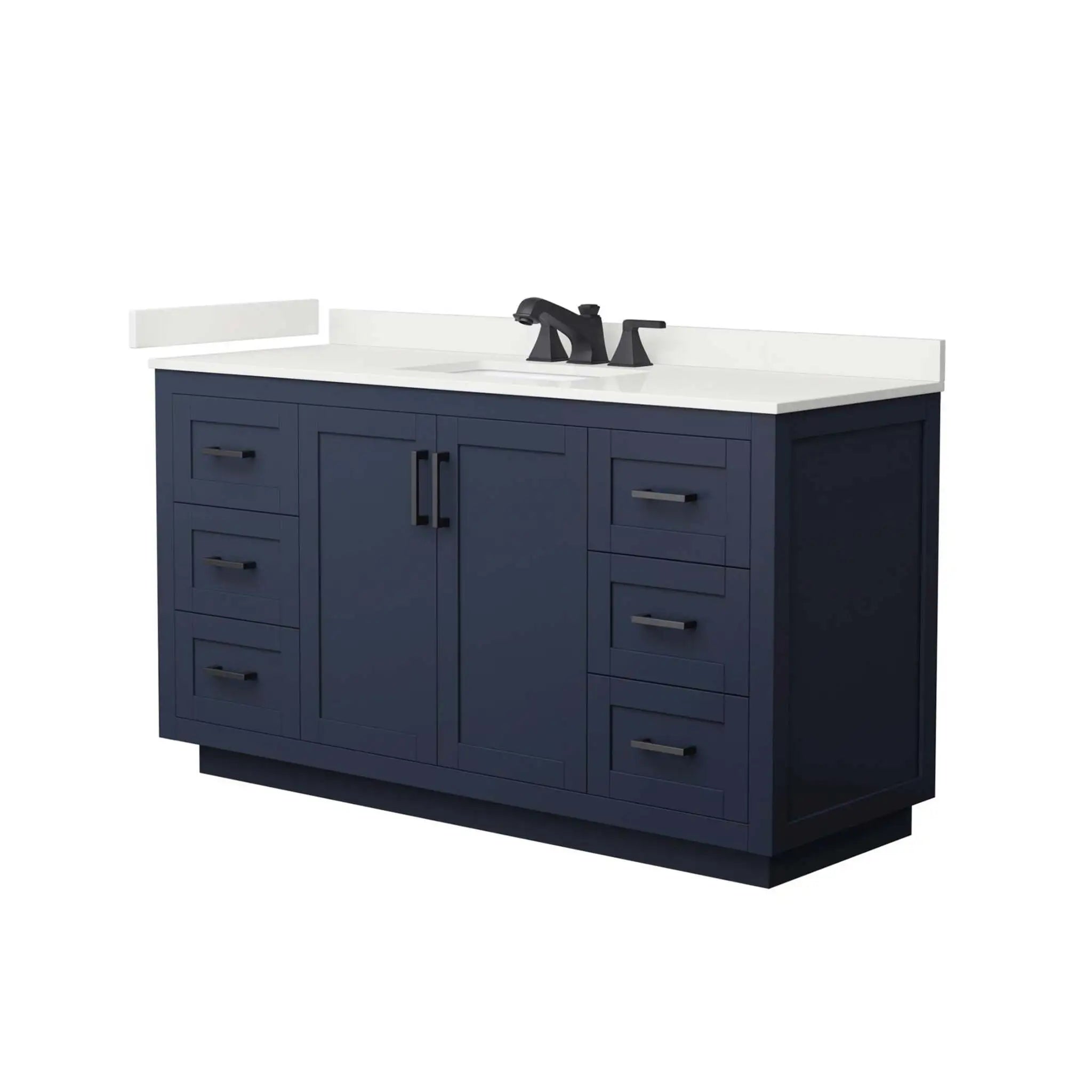 60" Miranda Single Bathroom Vanity in Dark Blue with Matte Black Trim by Wyndham