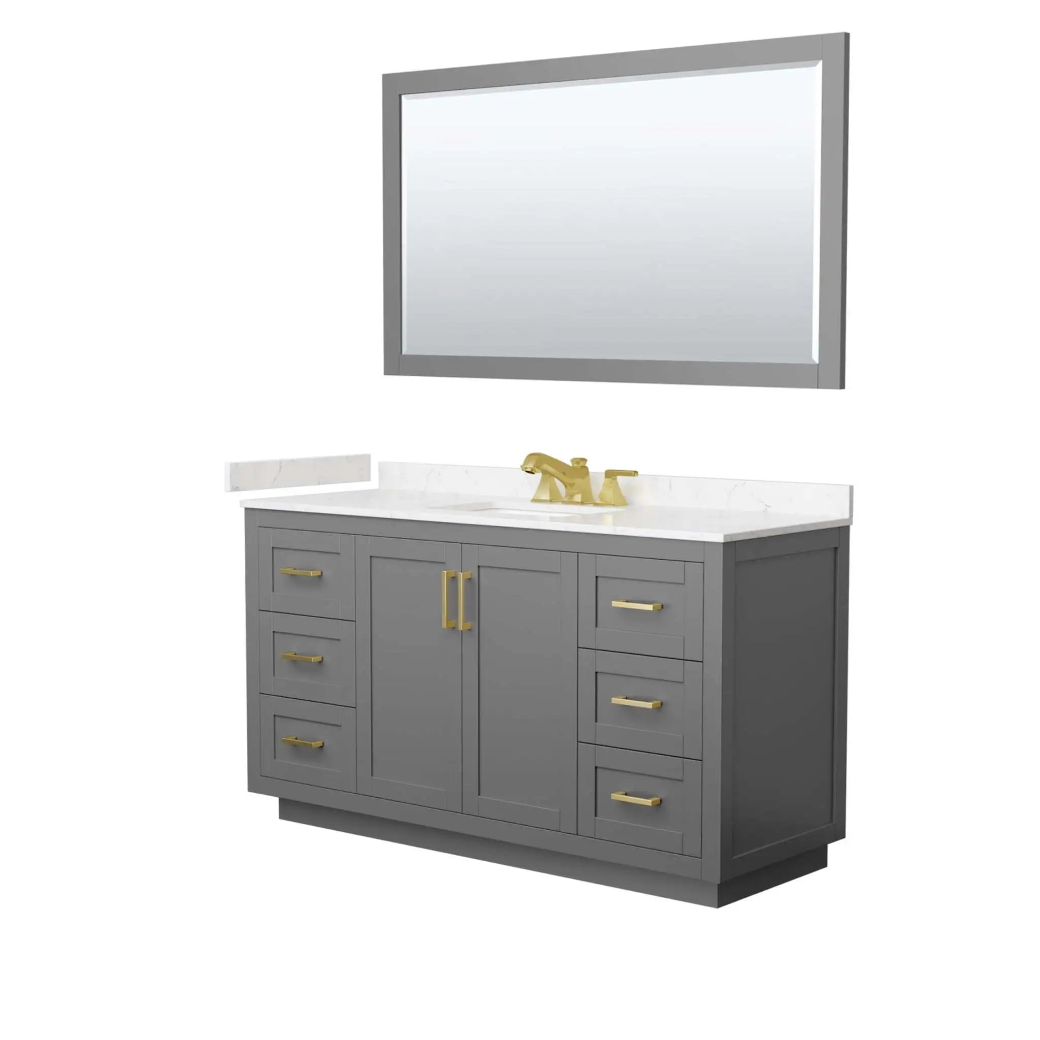 60" Miranda Single Bathroom Vanity in Dark Gray with Brushed Gold Trim & 58" Mirror by Wyndham