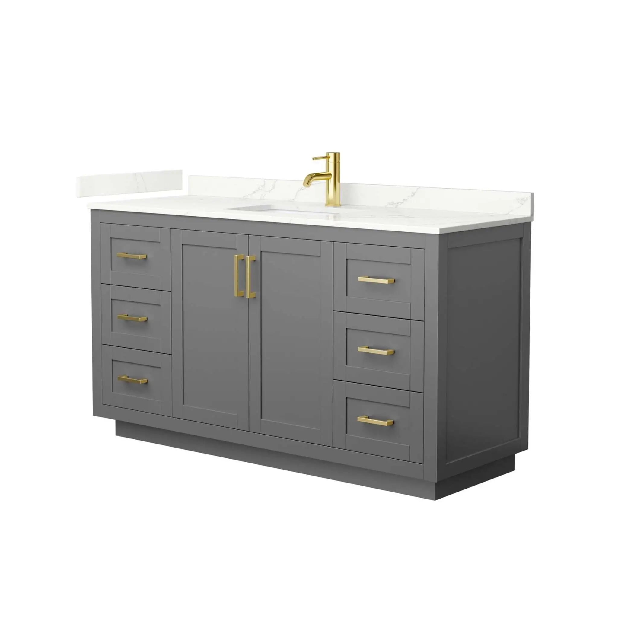 60" Miranda Single Bathroom Vanity in Dark Gray with Brushed Gold Trim by Wyndham