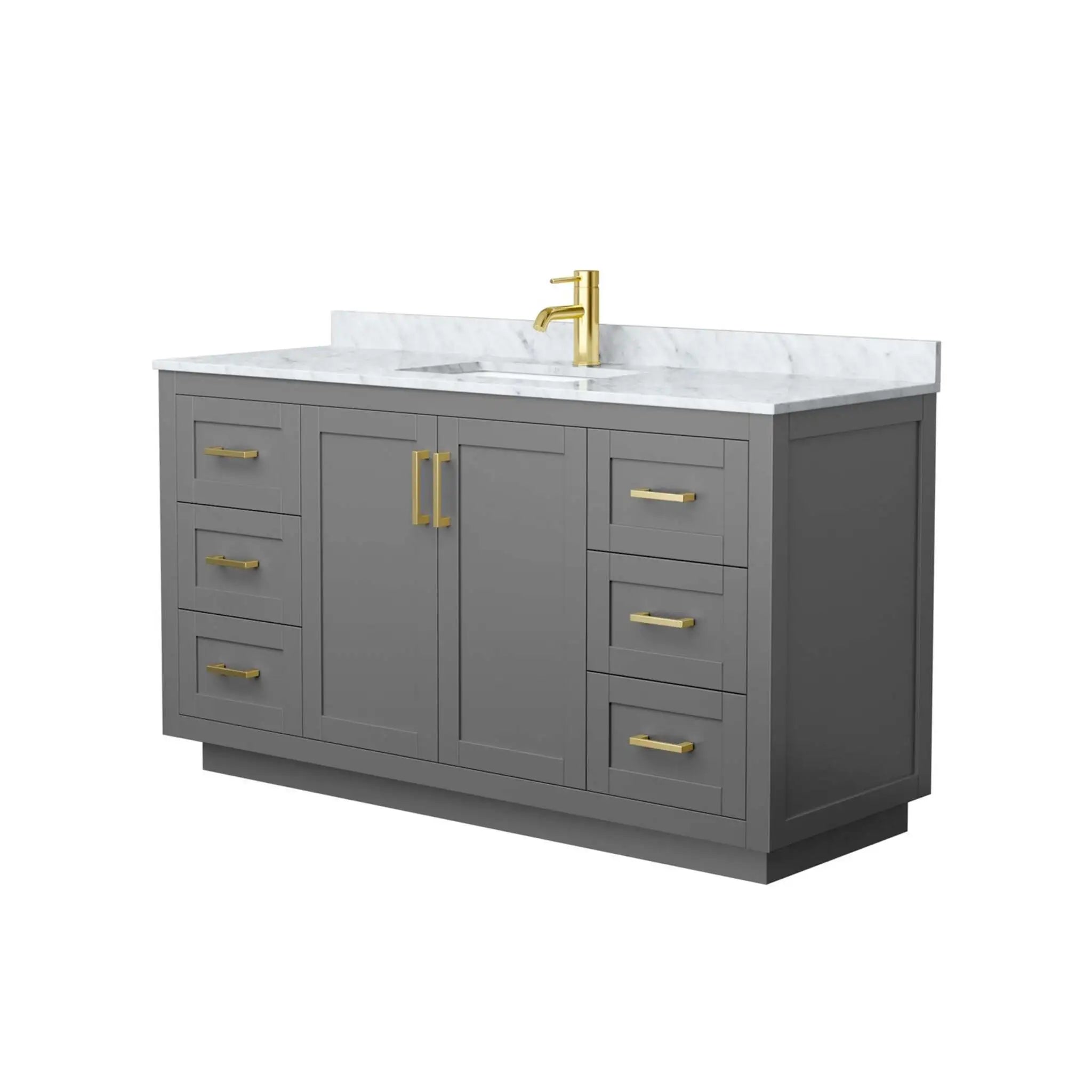 60" Miranda Single Bathroom Vanity in Dark Gray with Brushed Gold Trim by Wyndham