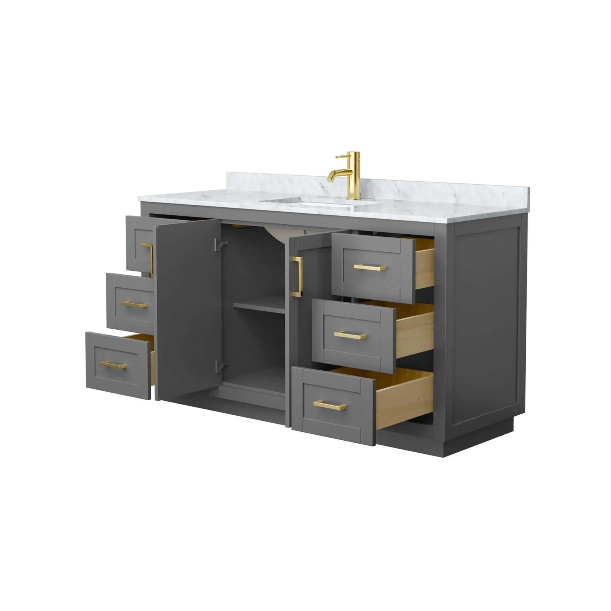 60" Miranda Single Bathroom Vanity in Dark Gray with Brushed Gold Trim by Wyndham