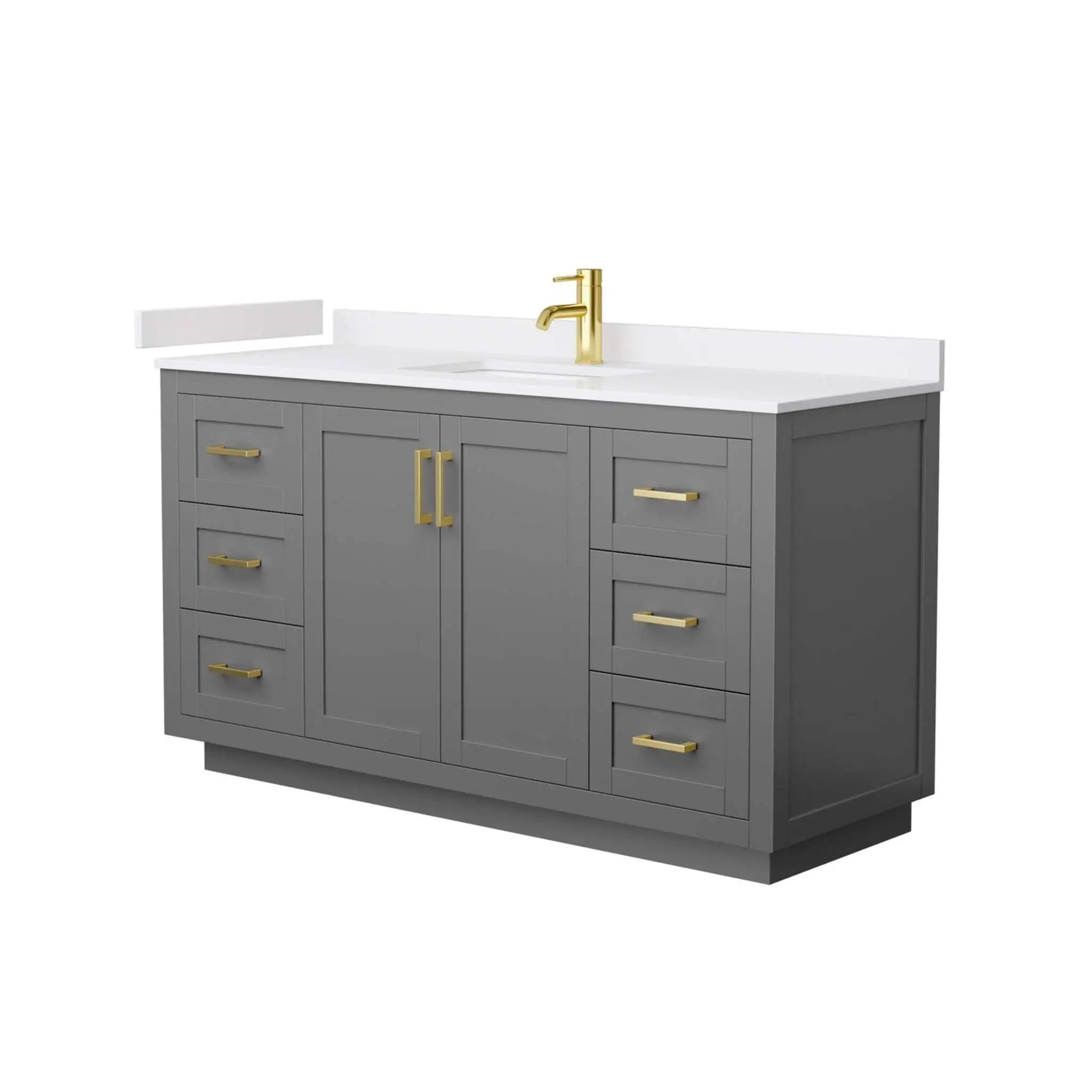 60" Miranda Single Bathroom Vanity in Dark Gray with Brushed Gold Trim by Wyndham